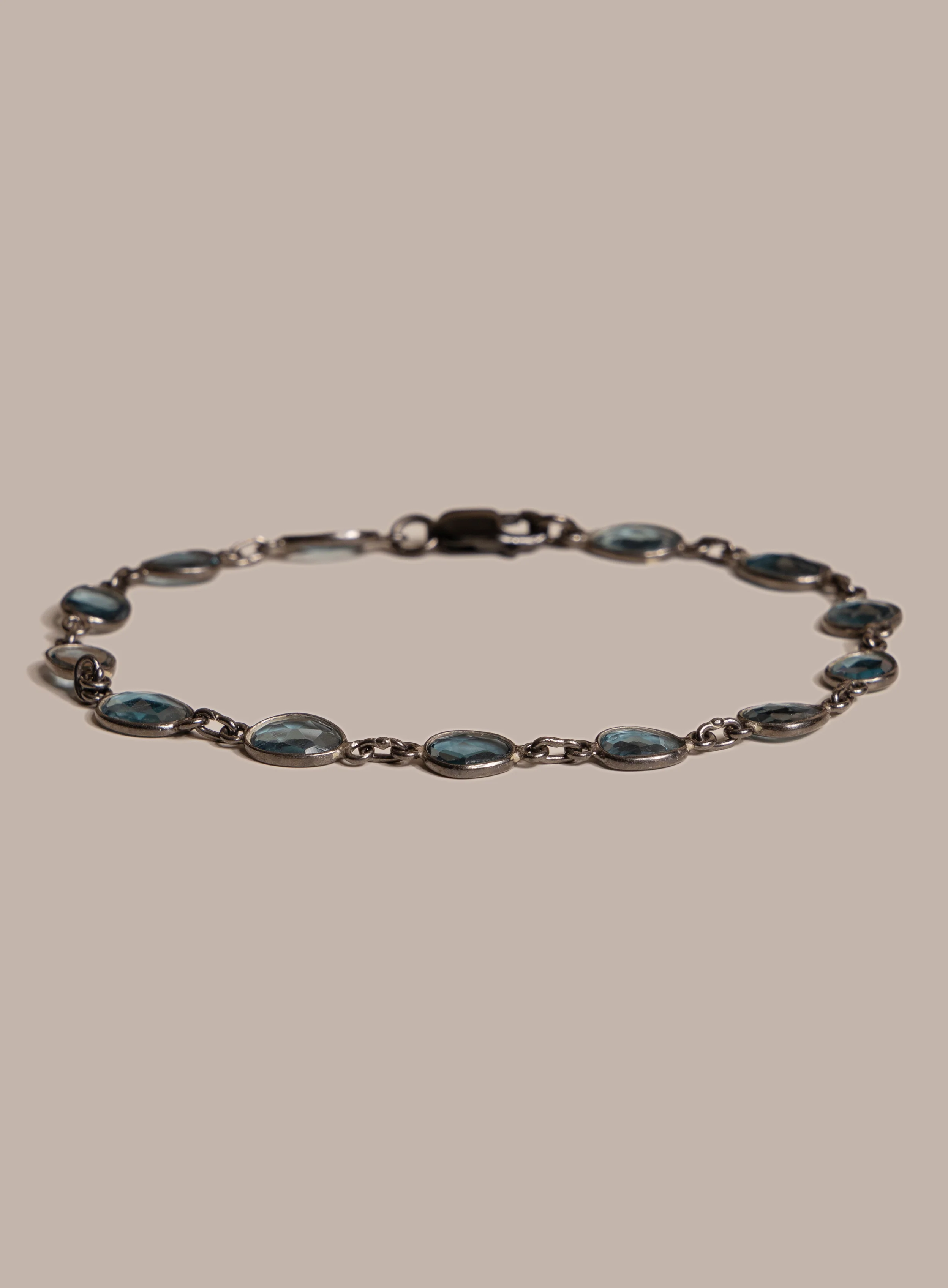 Genuine London Blue Topaz Link Bracelet for Men - Image 5