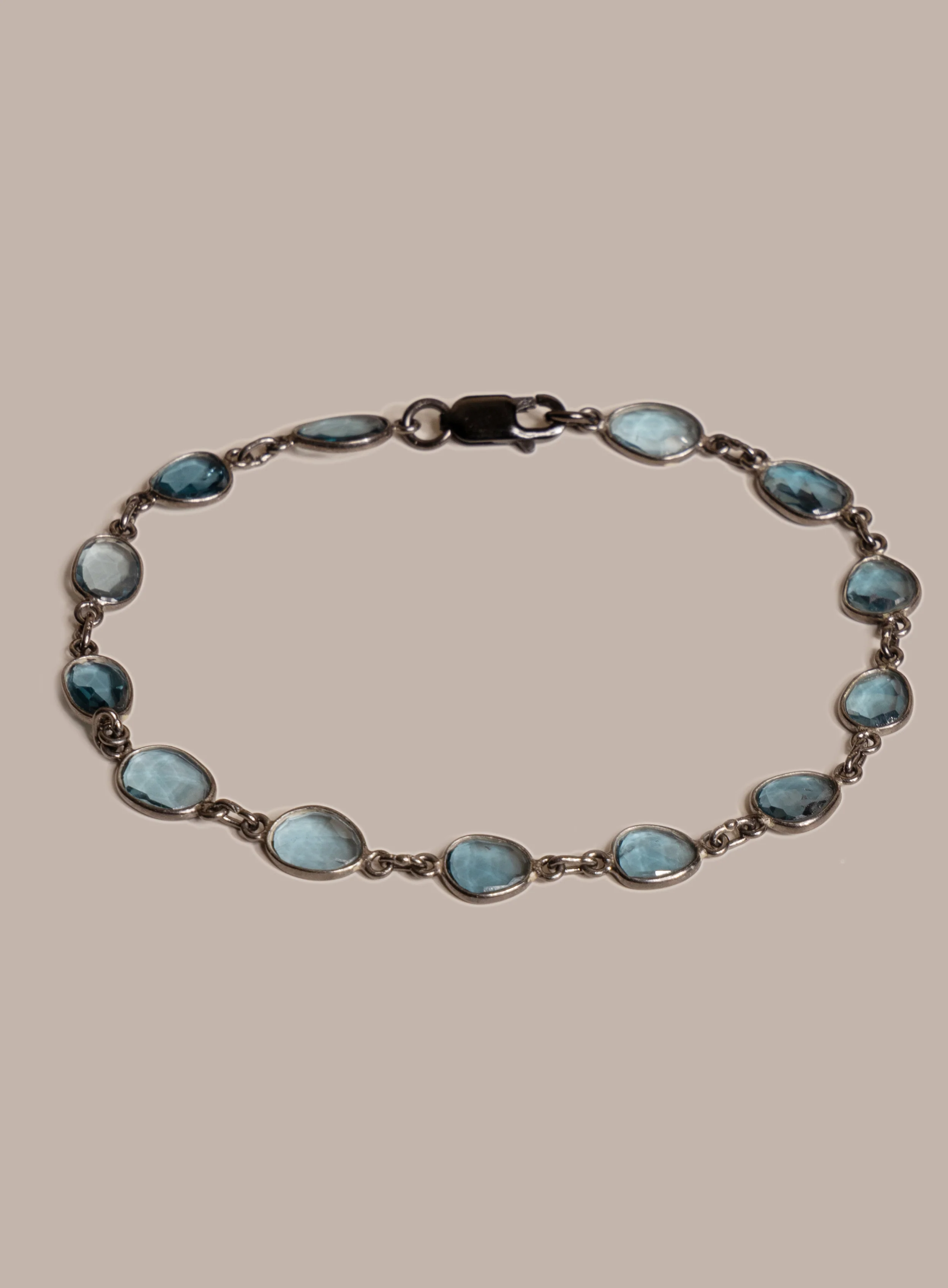 Genuine London Blue Topaz Link Bracelet for Men - Image 9