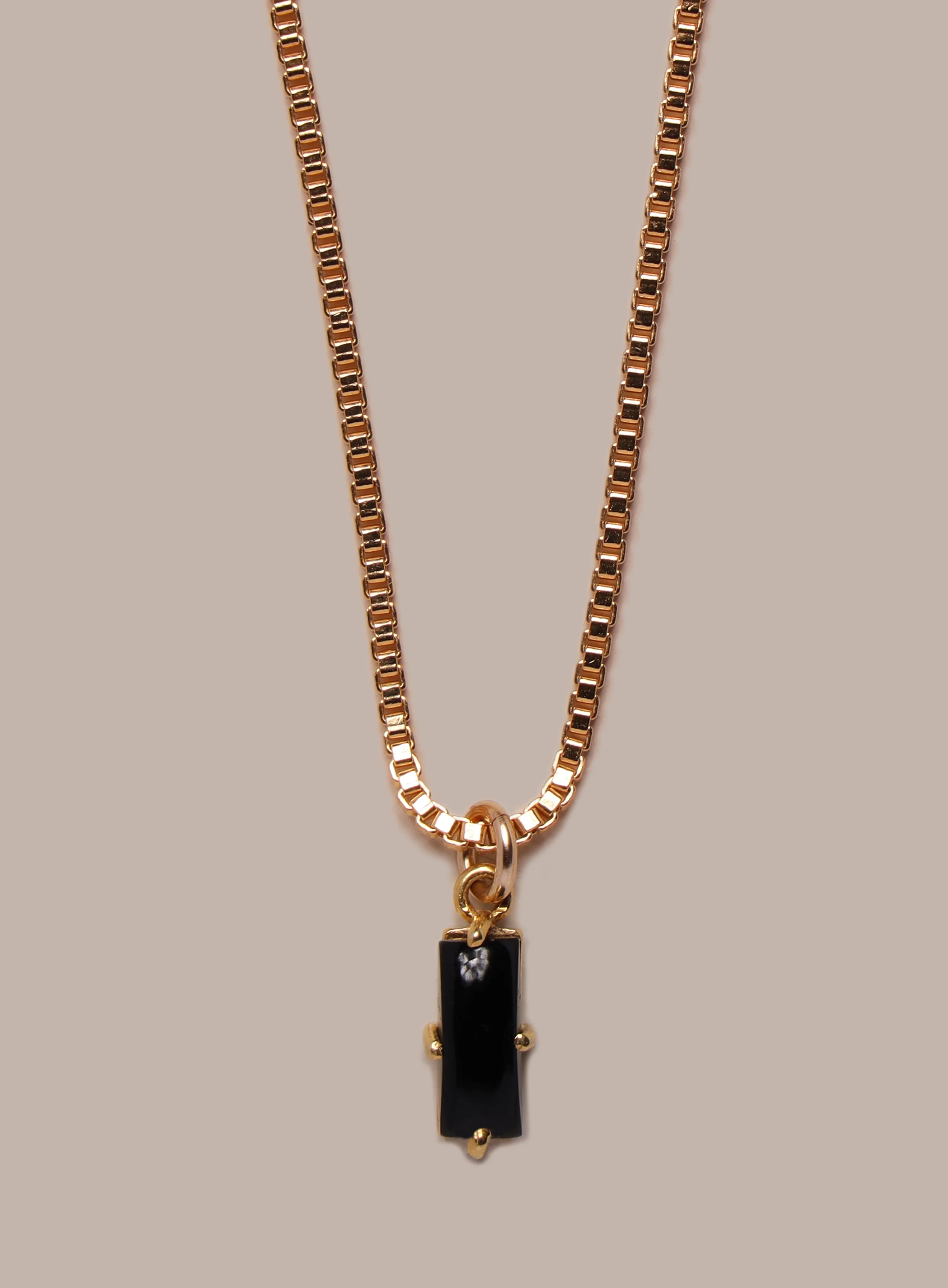 Genuine Black Onyx 14k Gold Filled Chain Necklace for Men