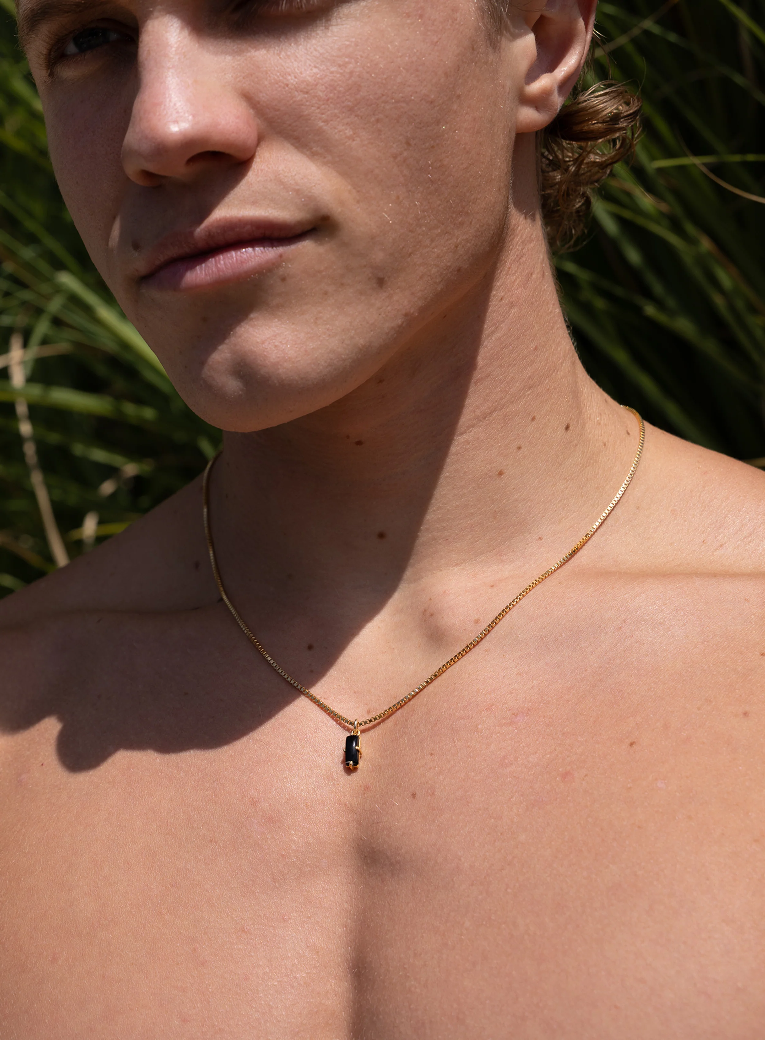 Genuine Black Onyx 14k Gold Filled Chain Necklace for Men - Image 2
