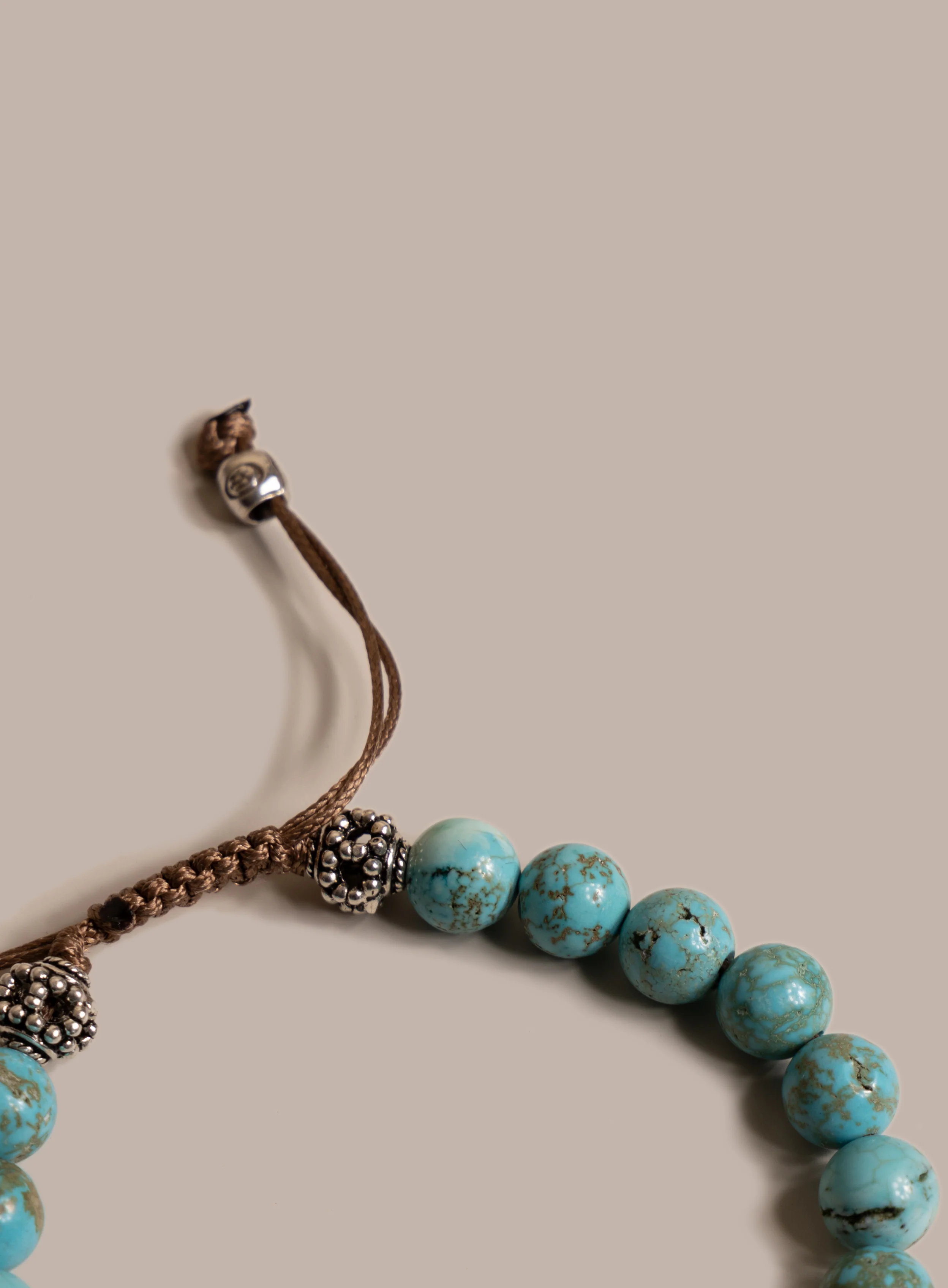 Genuine Turquoise and Sterling Silver Men's Bead Bracelet - Image 3