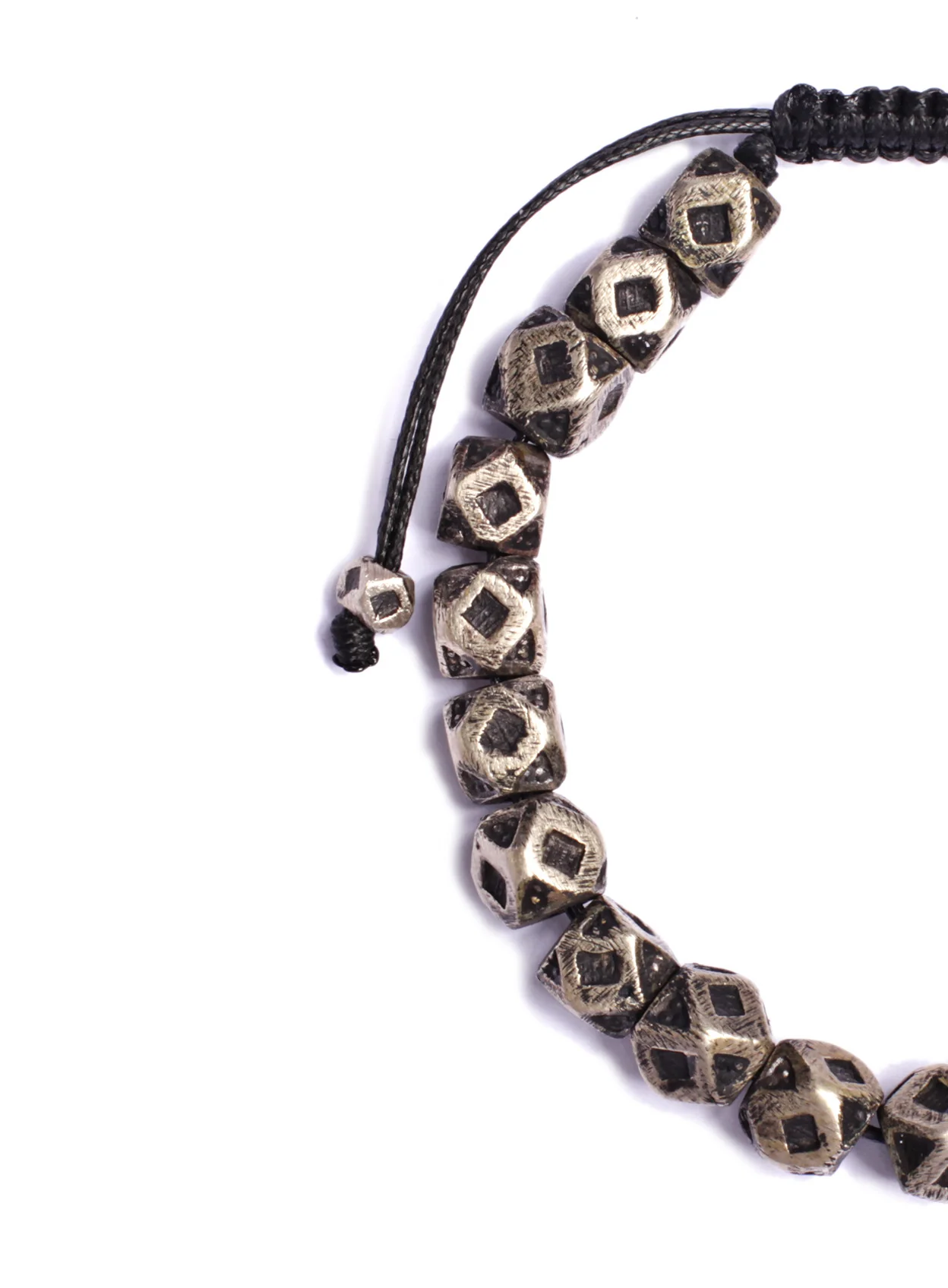 Geometric Silver Beaded Men's Bracelet - Image 3