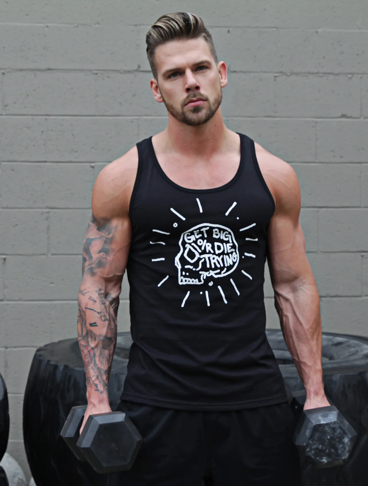 "Get Big or Die Trying" Black Tank Top - Image 3