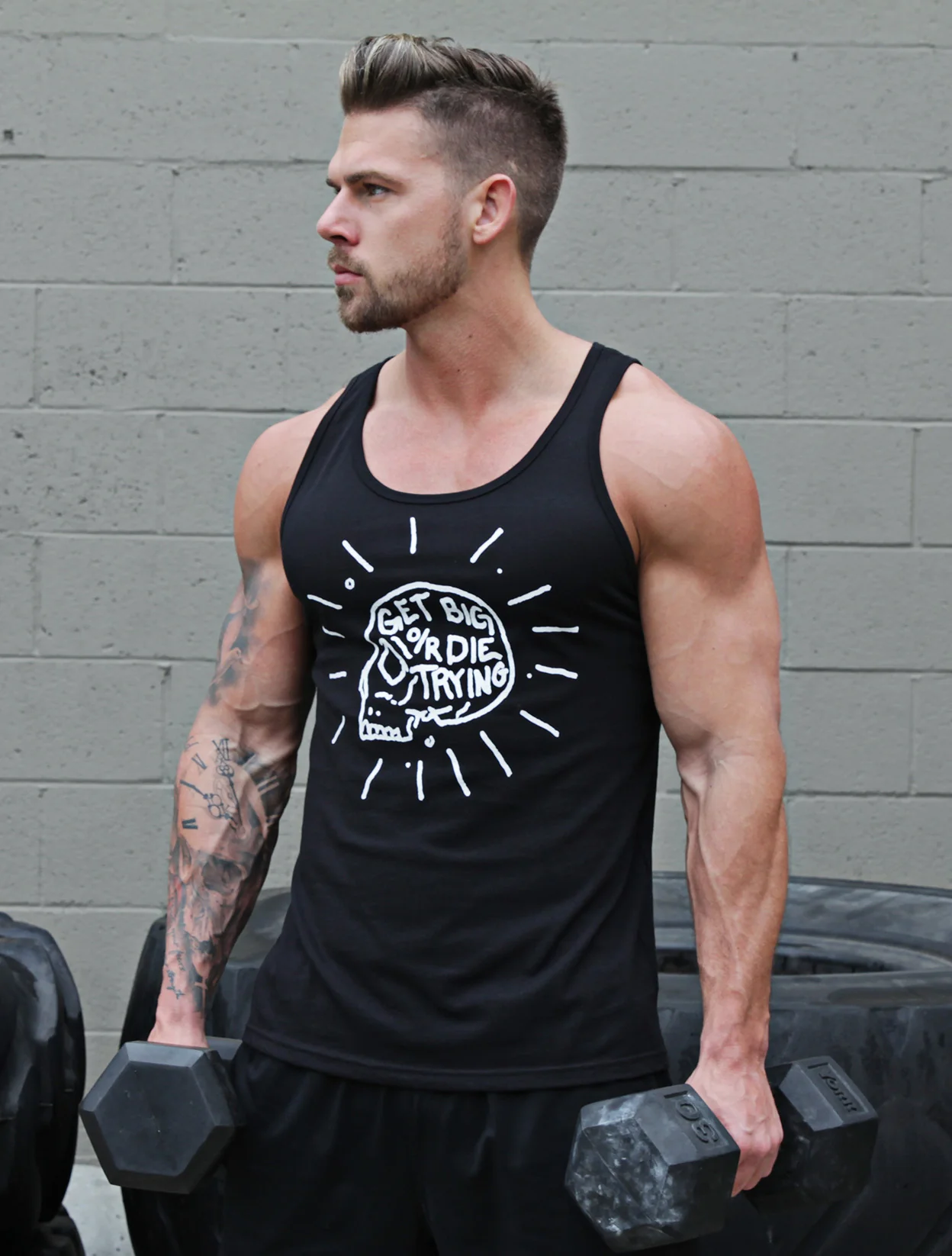 "Get Big or Die Trying" Black Tank Top - Image 4