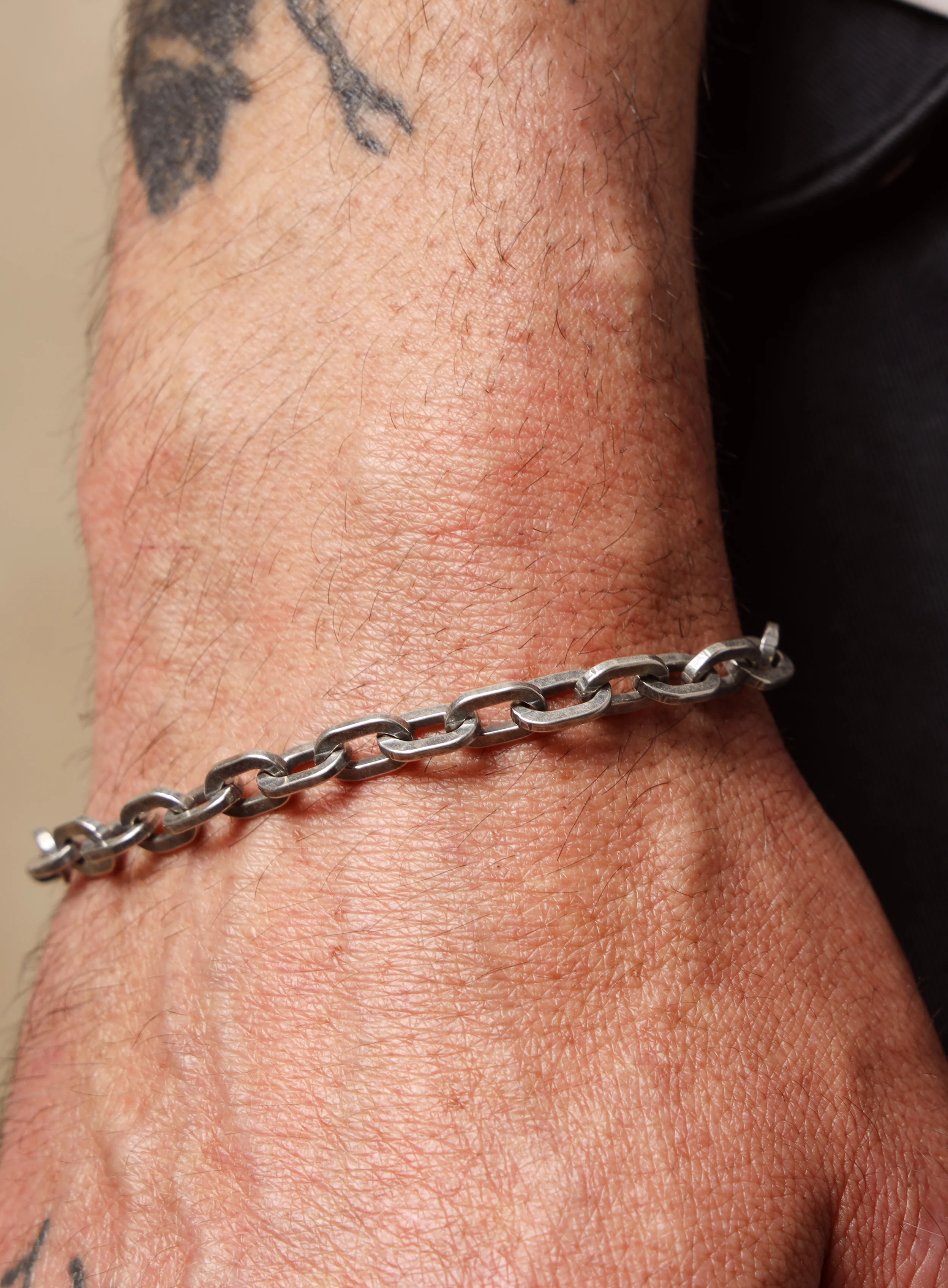 925 Oxidized Sterling Silver Thick Cable Chain Bracelet for Men - Image 12