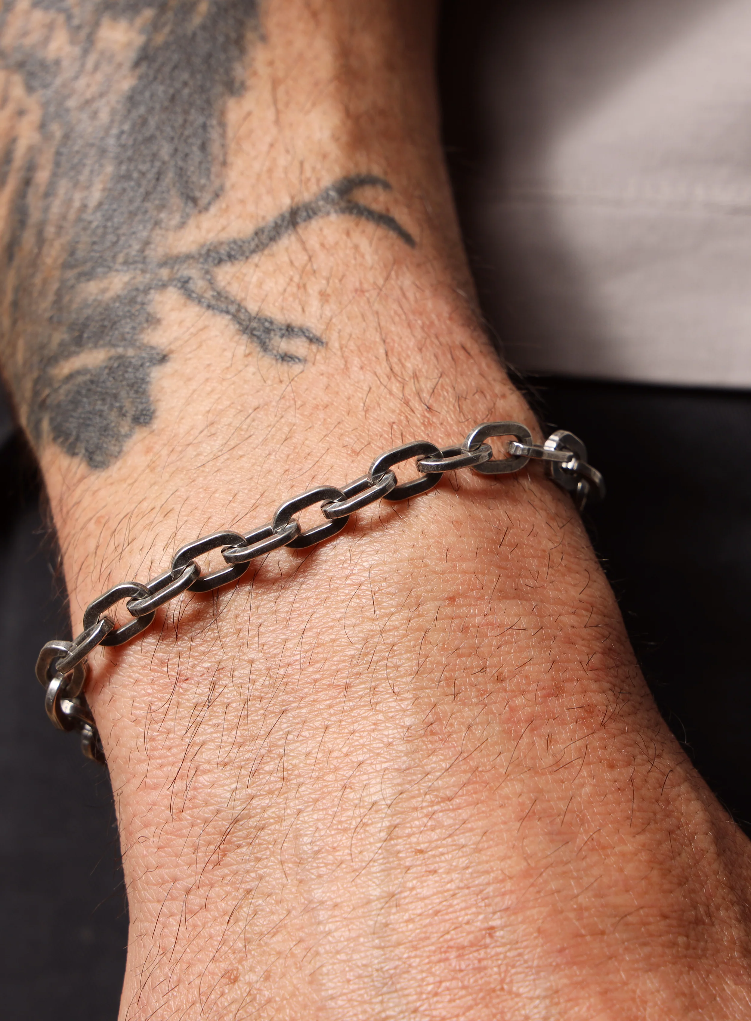 925 Oxidized Sterling Silver Thick Cable Chain Bracelet for Men - Image 6