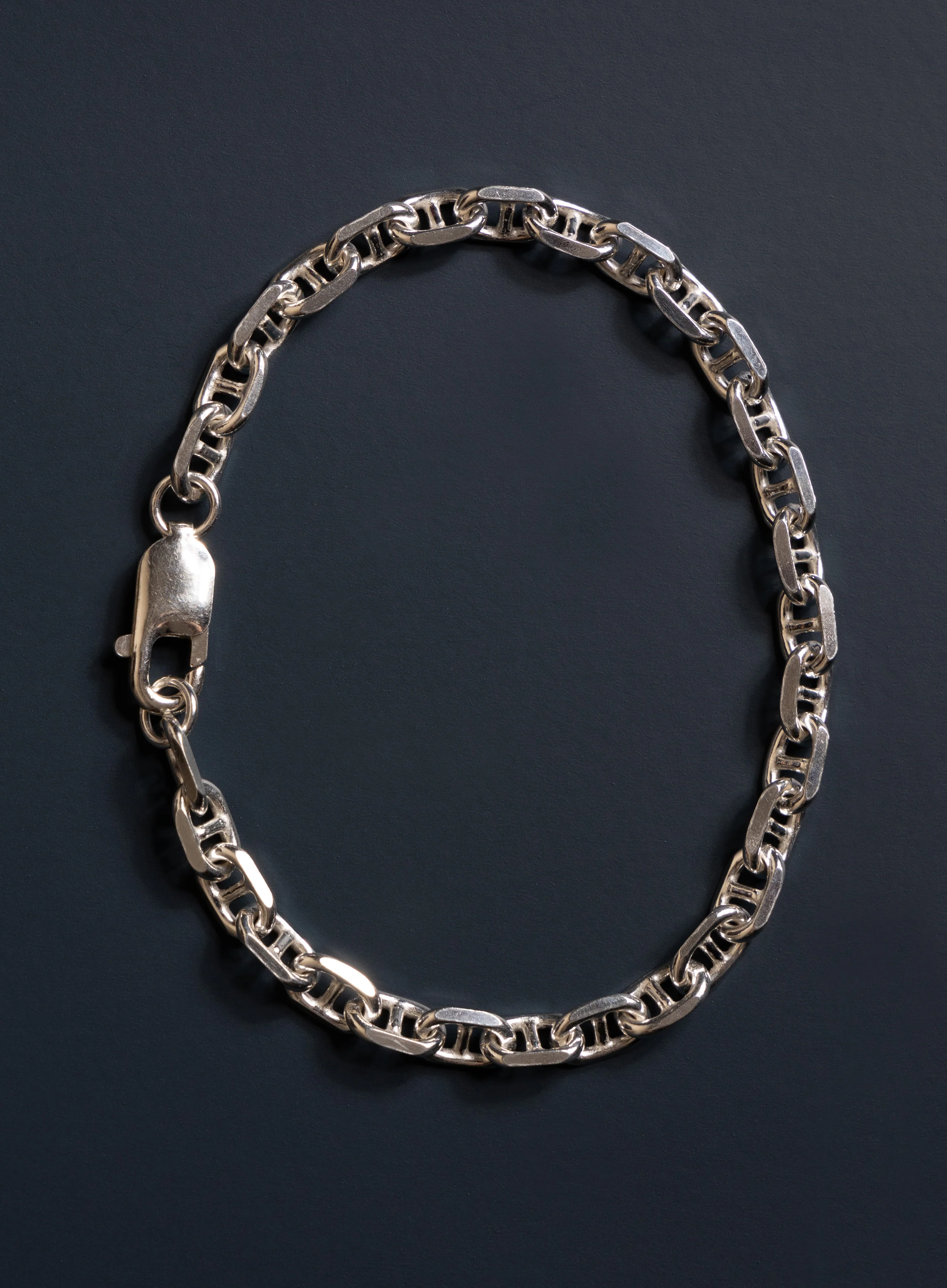 925 Sterling Silver Double Anchor Chain Men's Bracelet - Image 2