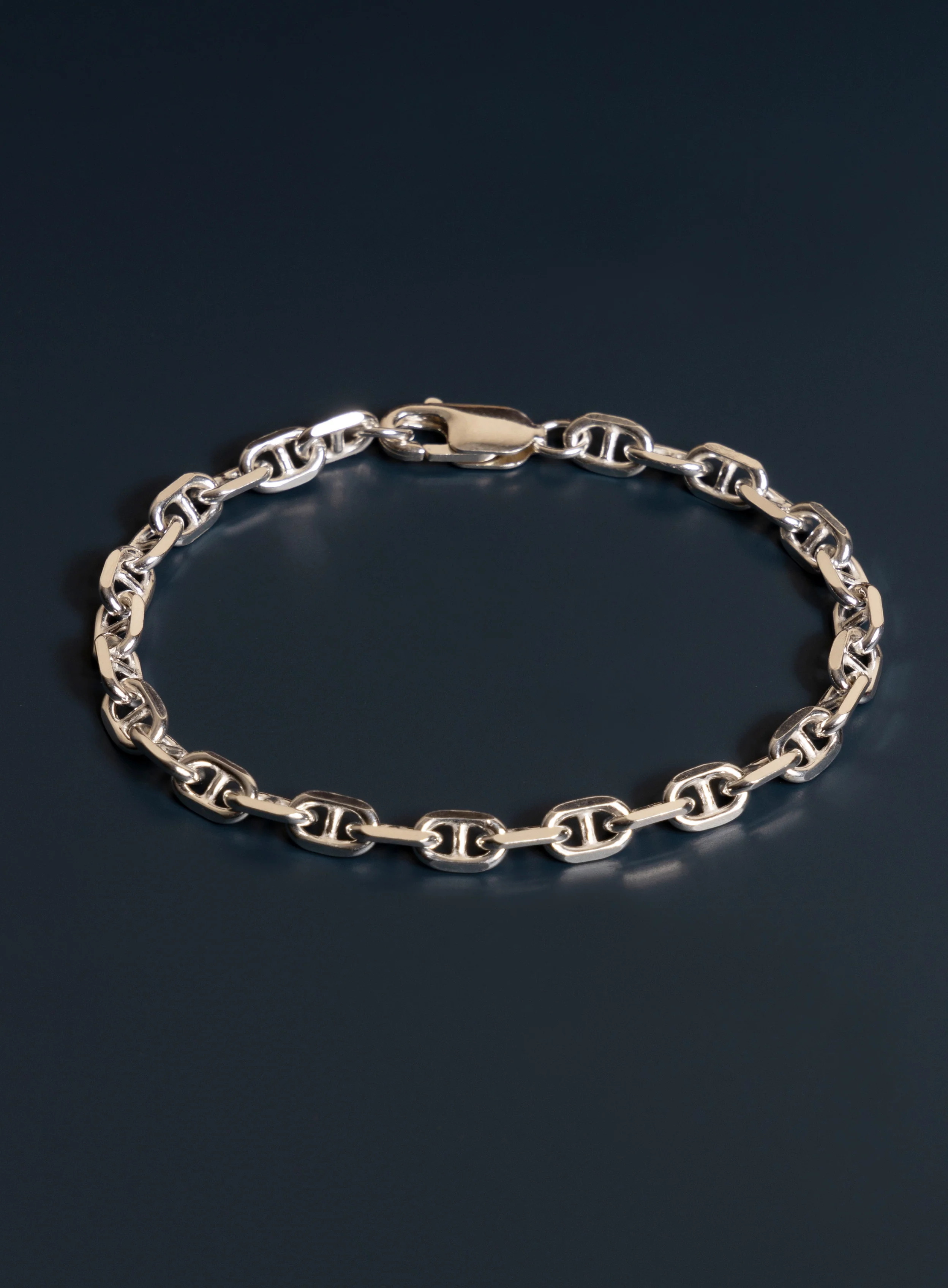 925 Sterling Silver Double Anchor Chain Men's Bracelet - Image 7