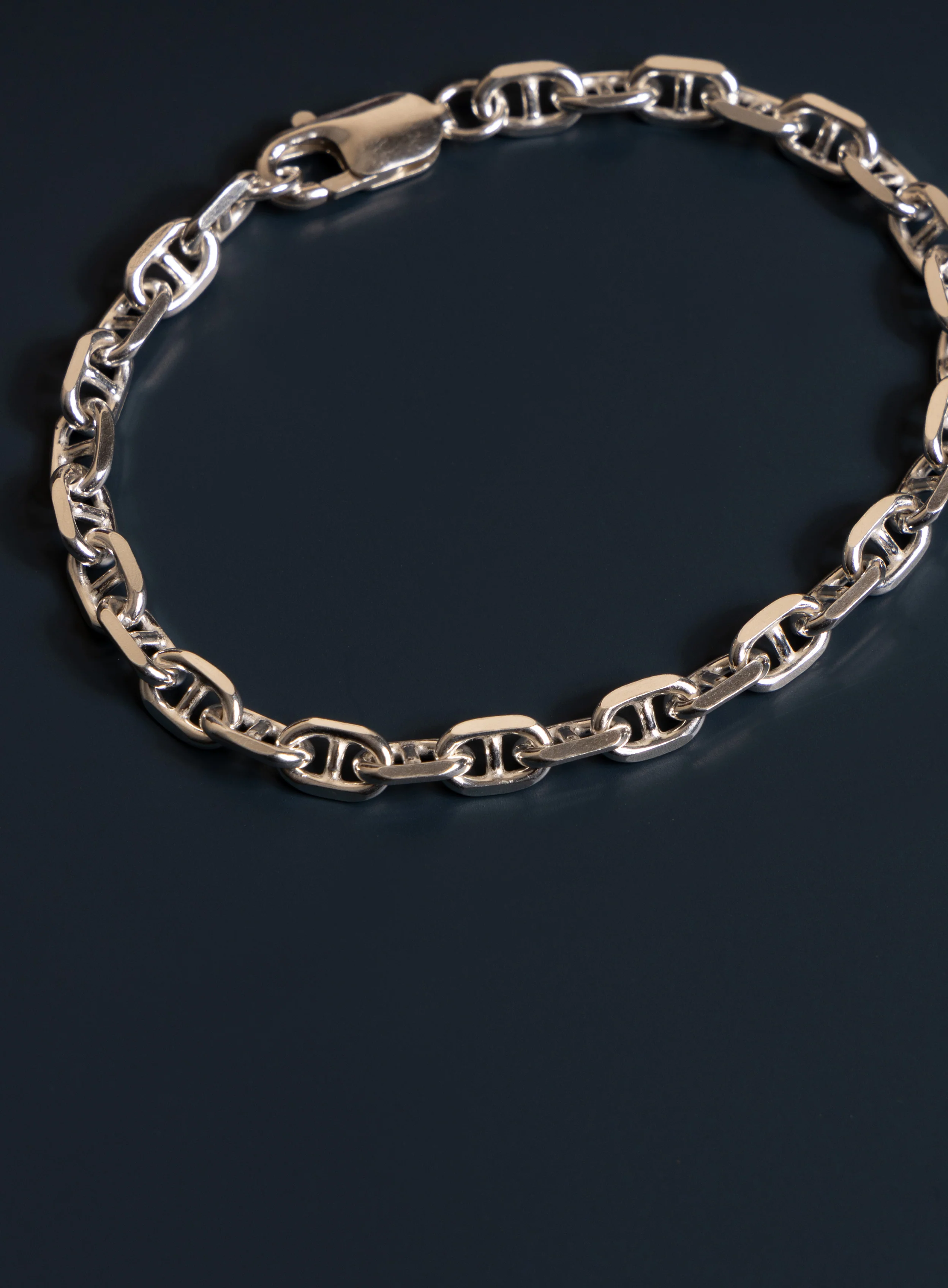 925 Sterling Silver Double Anchor Chain Men's Bracelet - Image 9
