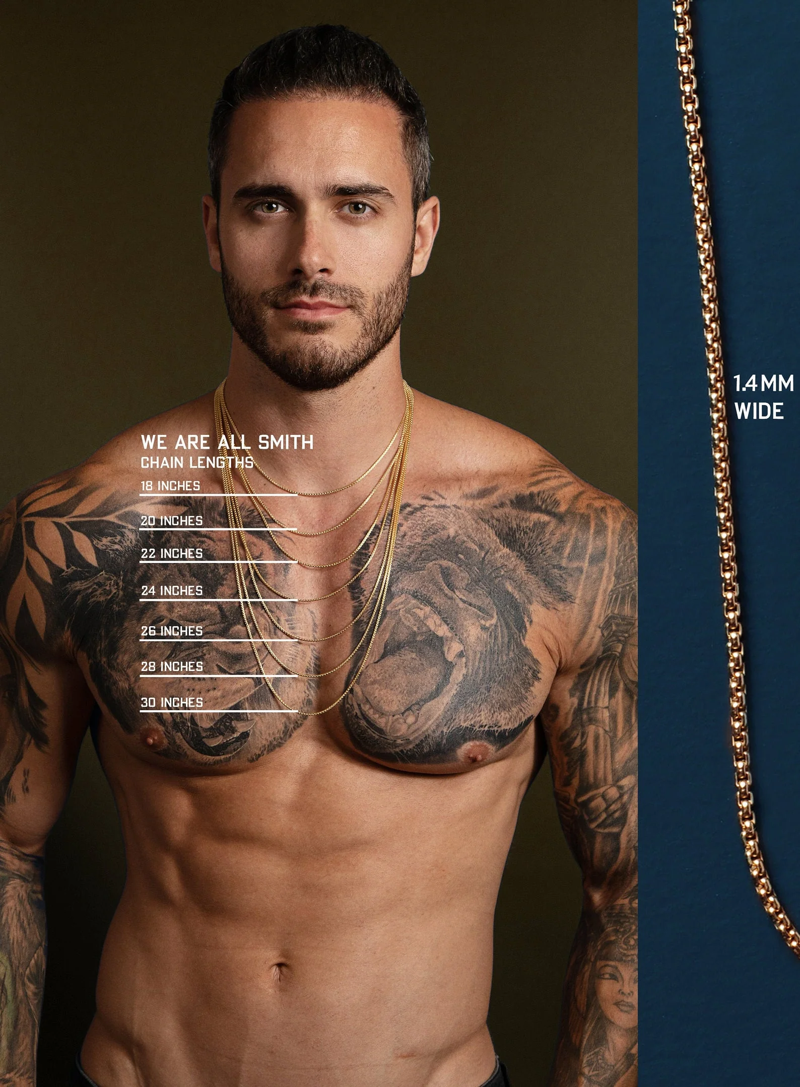 Gold Box Chain Necklace for Men - Image 4