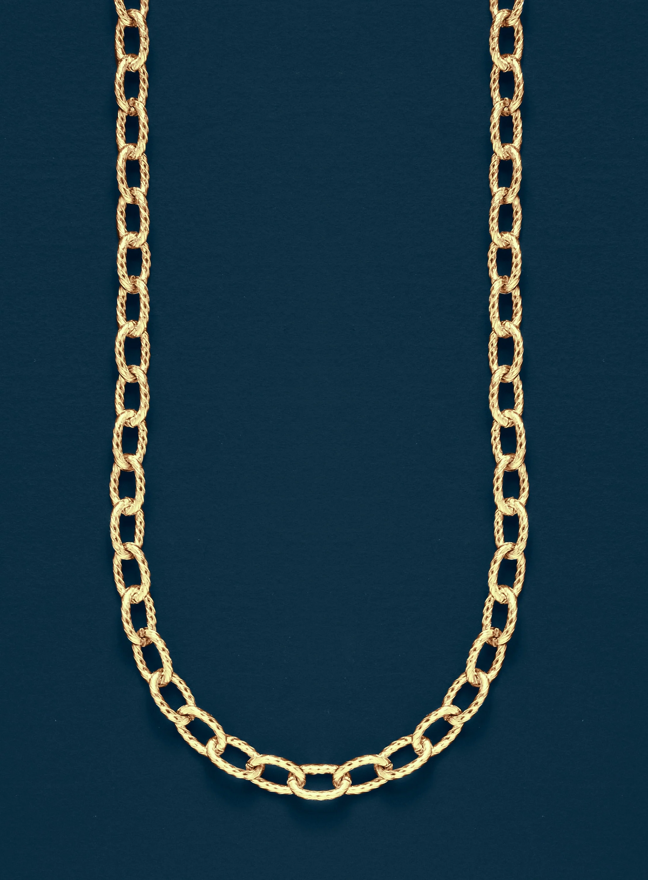 5mm Gold Textured Cable Chain Necklace for Men - Image 2