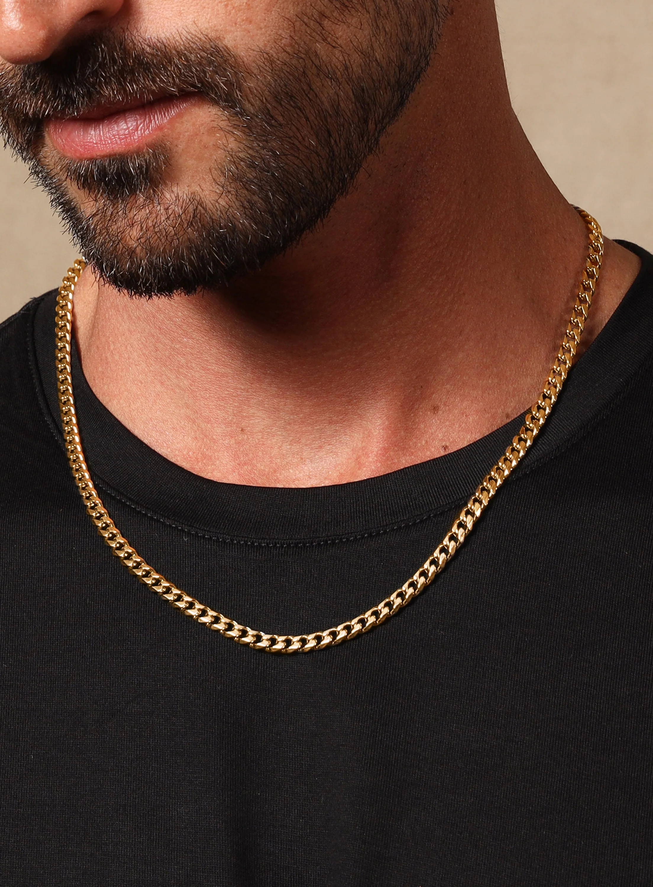 5mm 14K Gold plated Stainless Steel Bevel Cuban Chain - Image 3