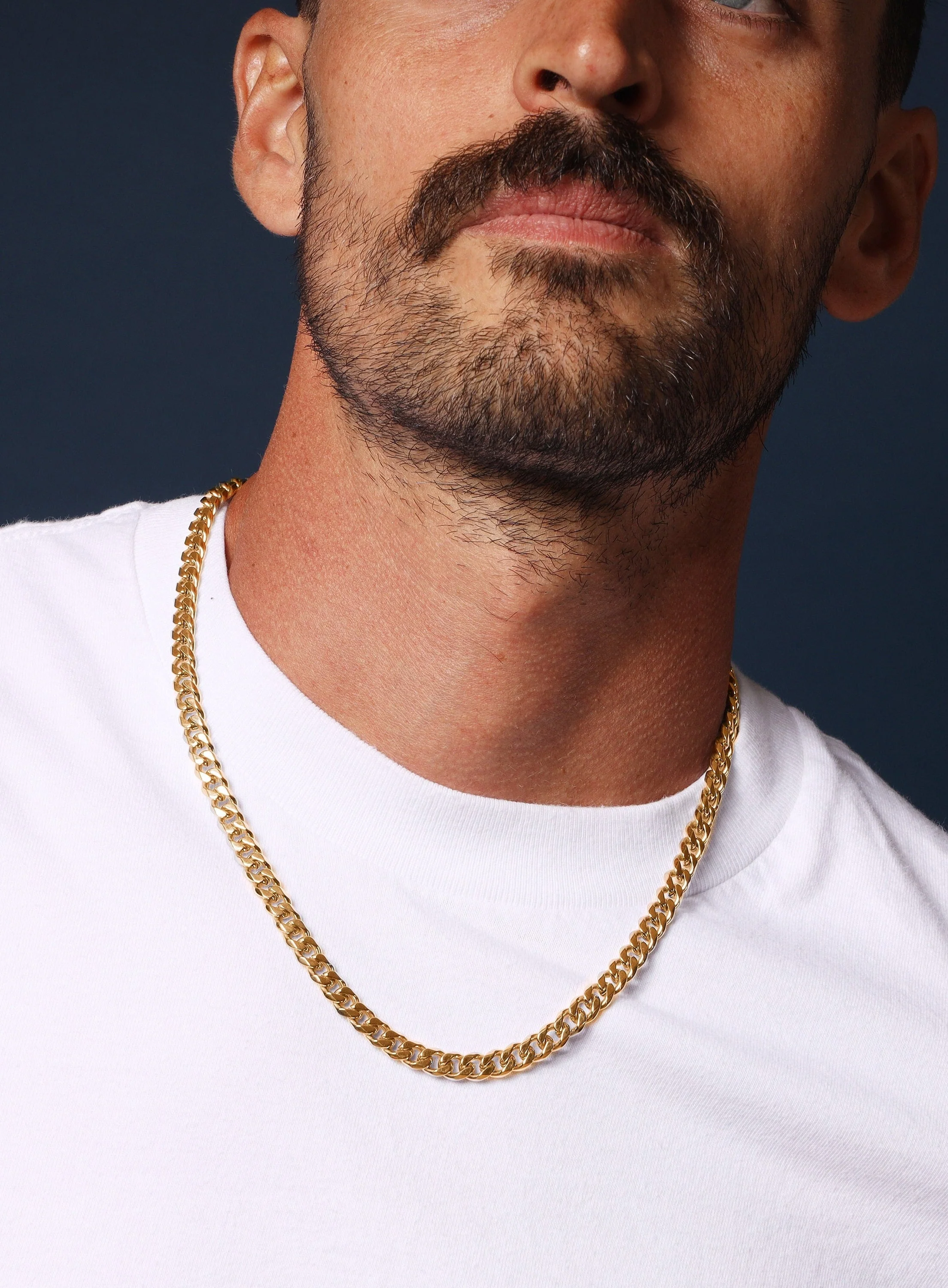 7mm 14k Gold plated Stainless Steel Bevel Cuban Chain - Image 3