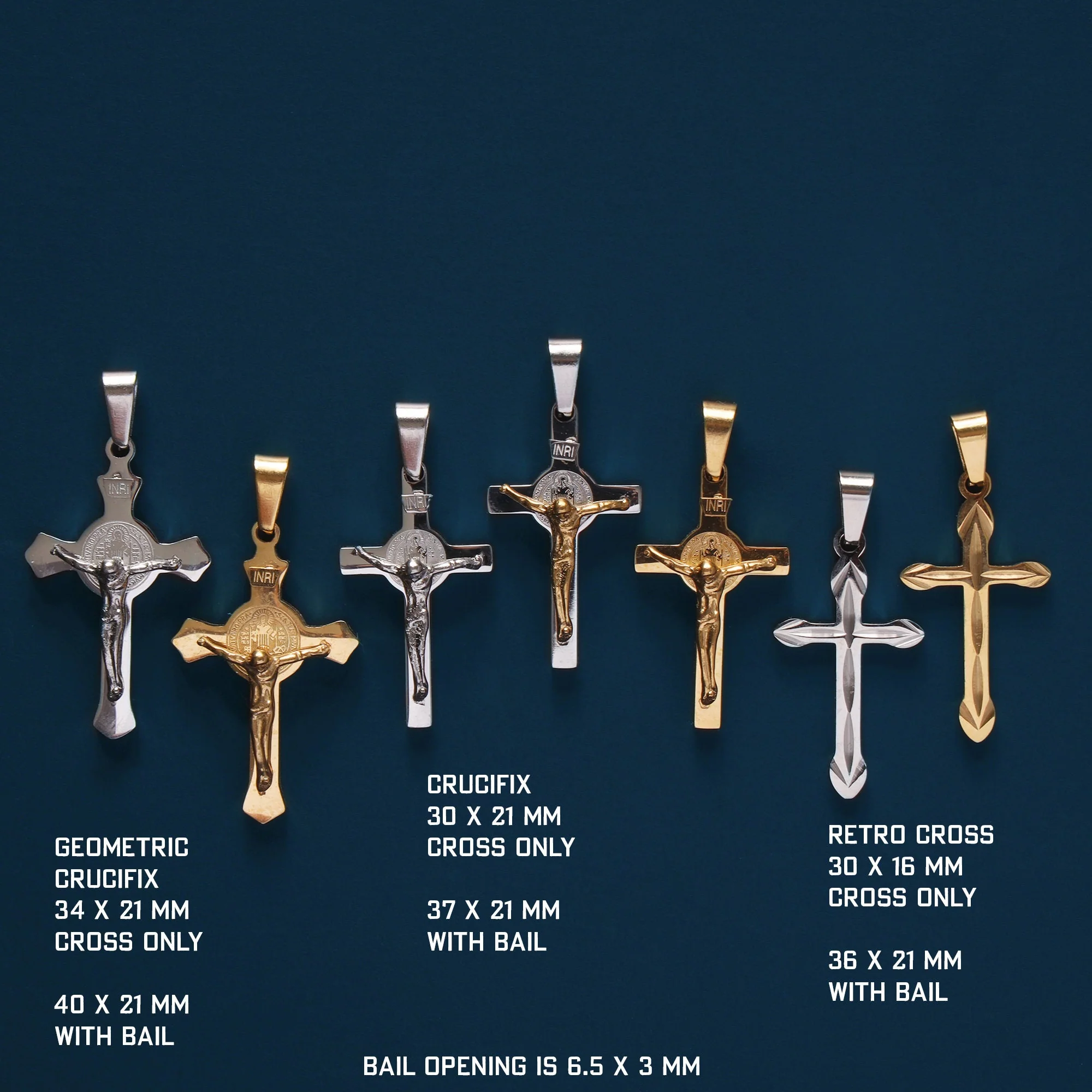 Gold, Silver Crucifix and Cross Pendant - Image 3