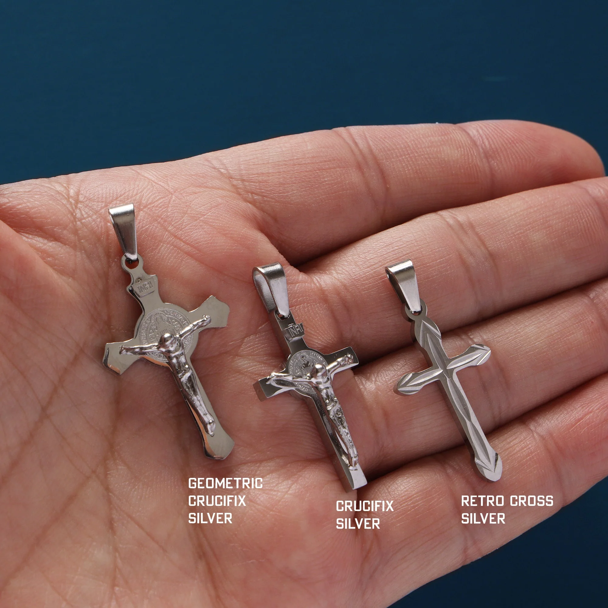 Gold, Silver Crucifix and Cross Pendant - Image 4