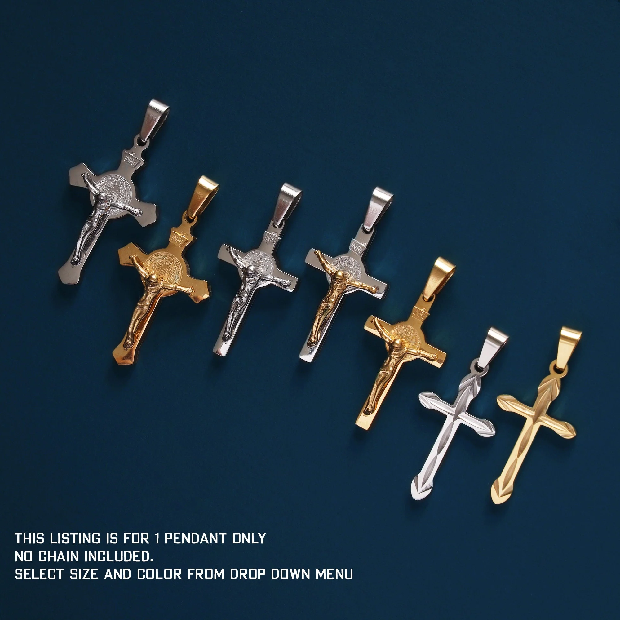 Gold, Silver Crucifix and Cross Pendant - Image 5