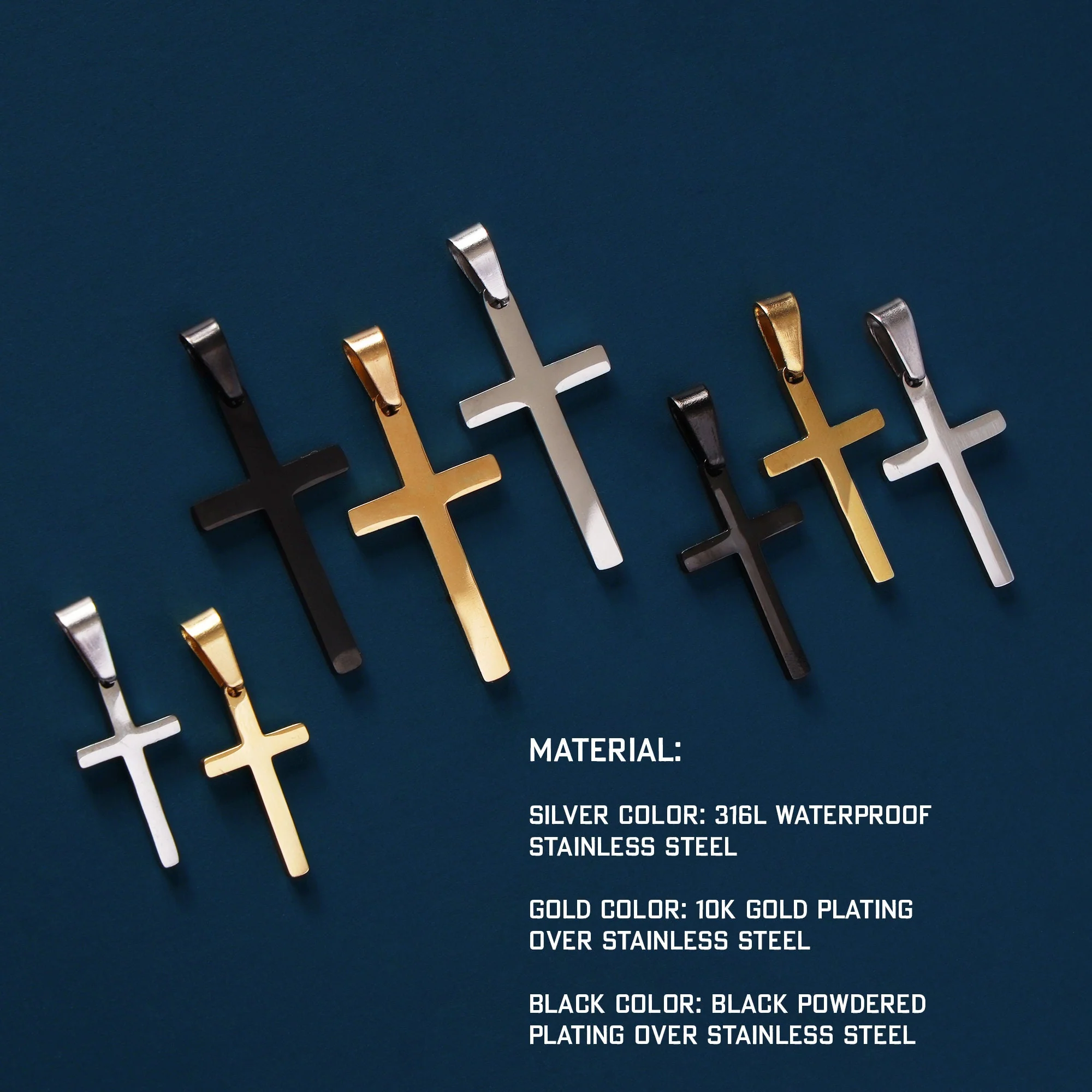 Gold, Silver or Black Cross Pendant - Image 3