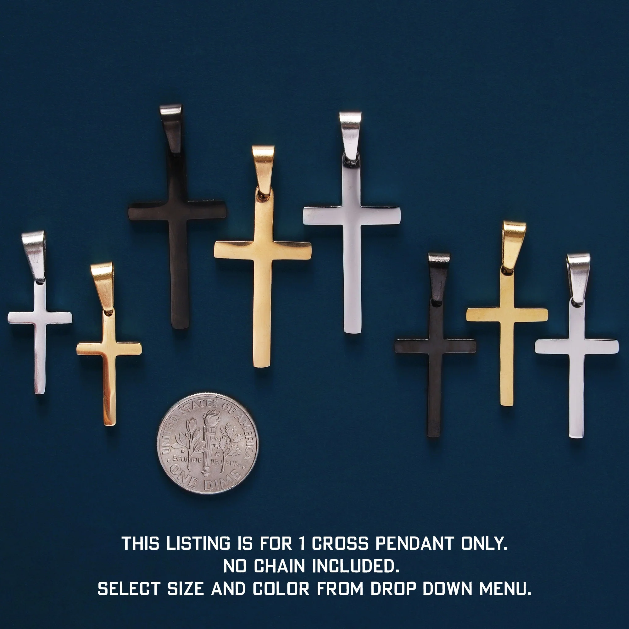 Gold, Silver or Black Cross Pendant - Image 5