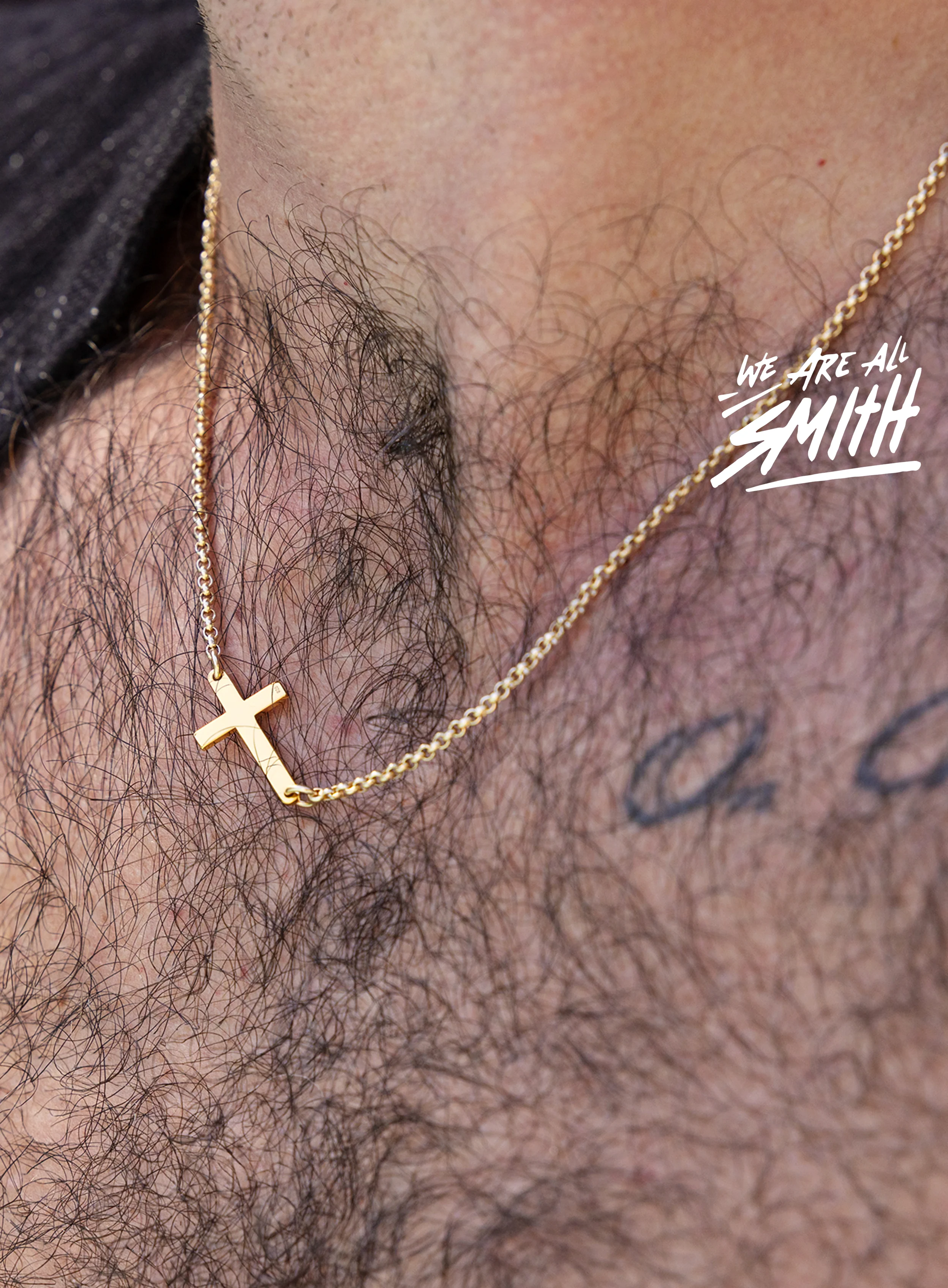 Gold Vermeil Sideways Cross Pendant on 14k Gold Filled Rolo Chain - Image 2