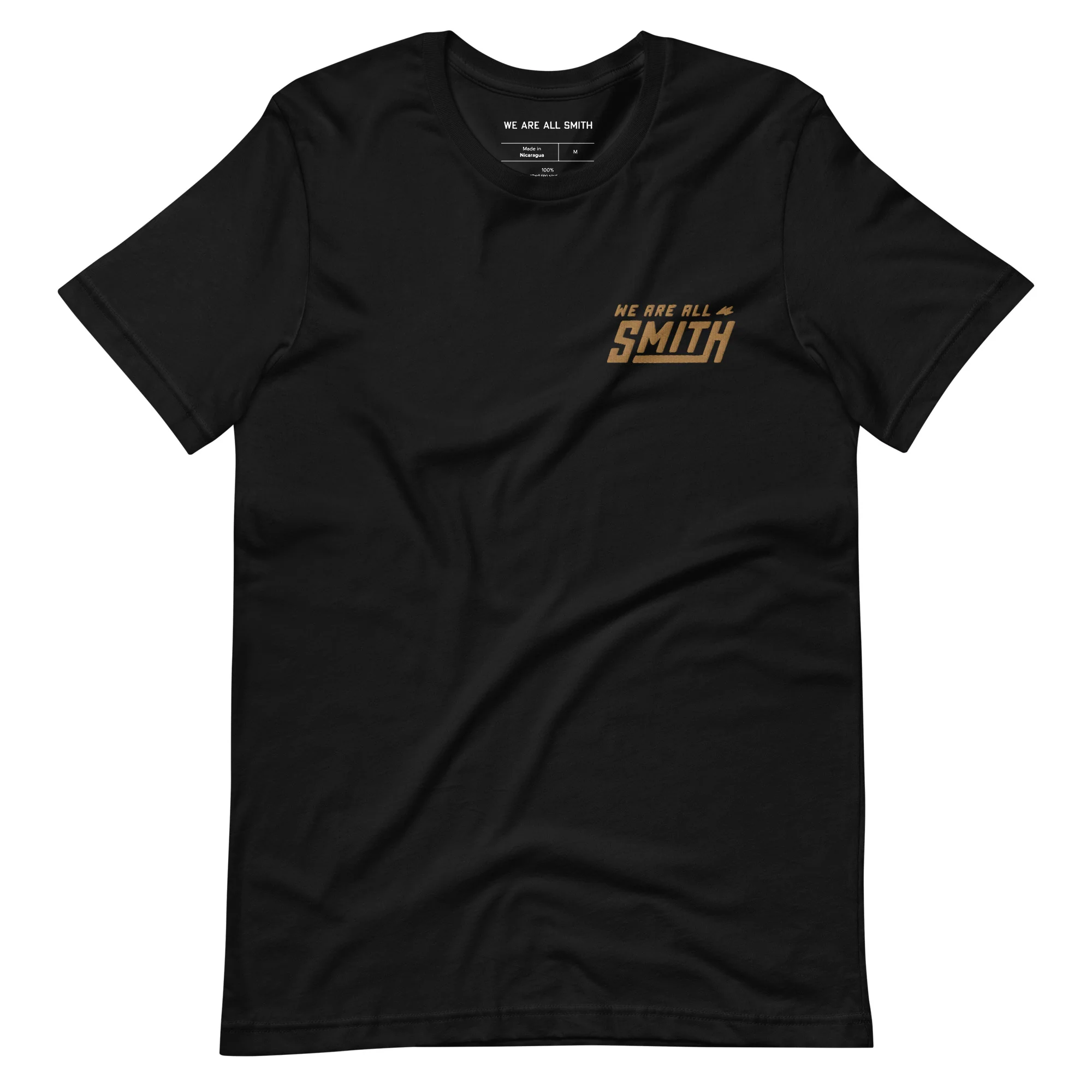 Gold We Are All Smith Embroidered Logo Black Unisex t-shirt - Image 4