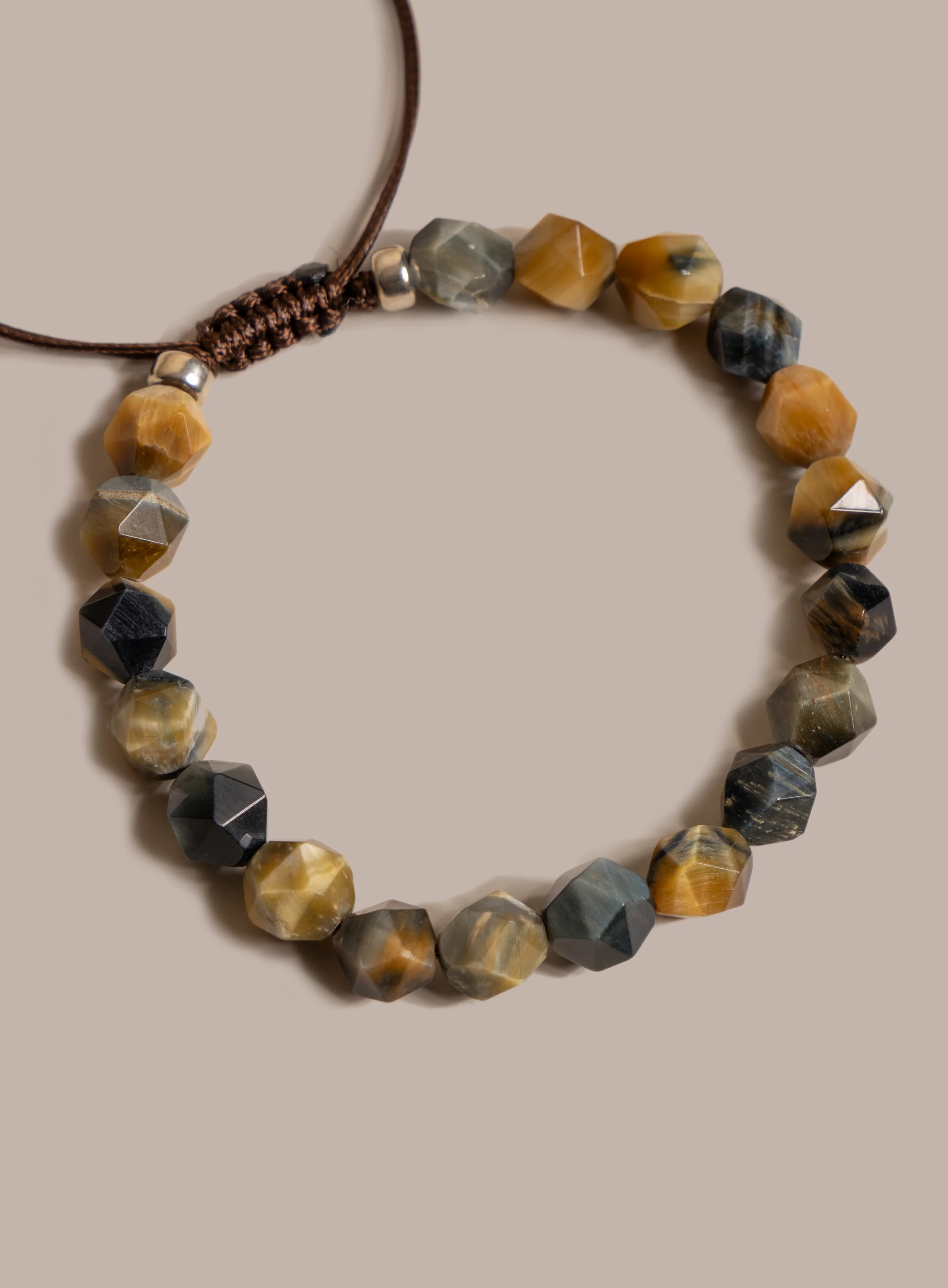 Golden Blue Tiger Eye and Sterling Silver Bracelet for Men - Image 4