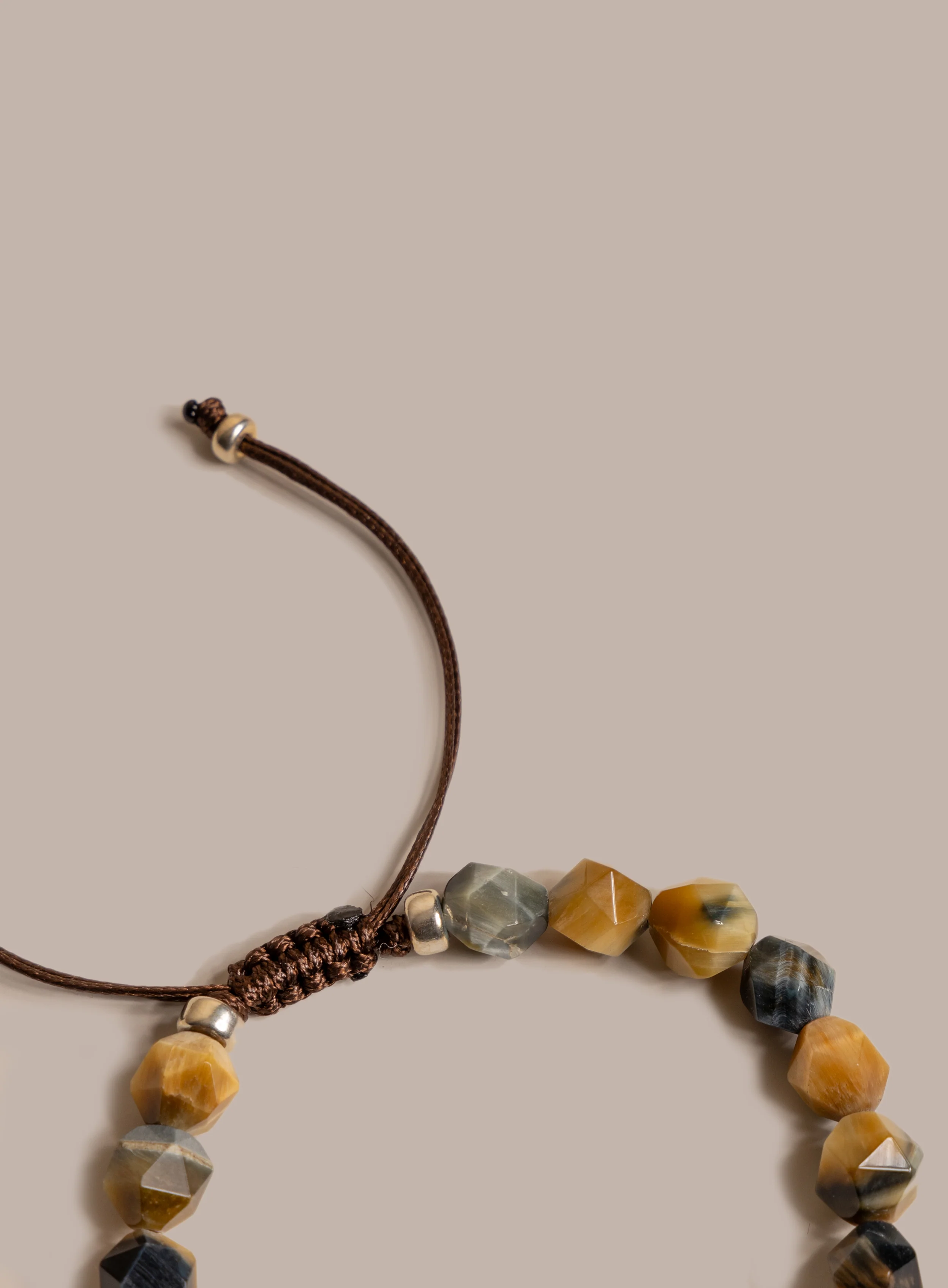 Golden Blue Tiger Eye and Sterling Silver Bracelet for Men - Image 6