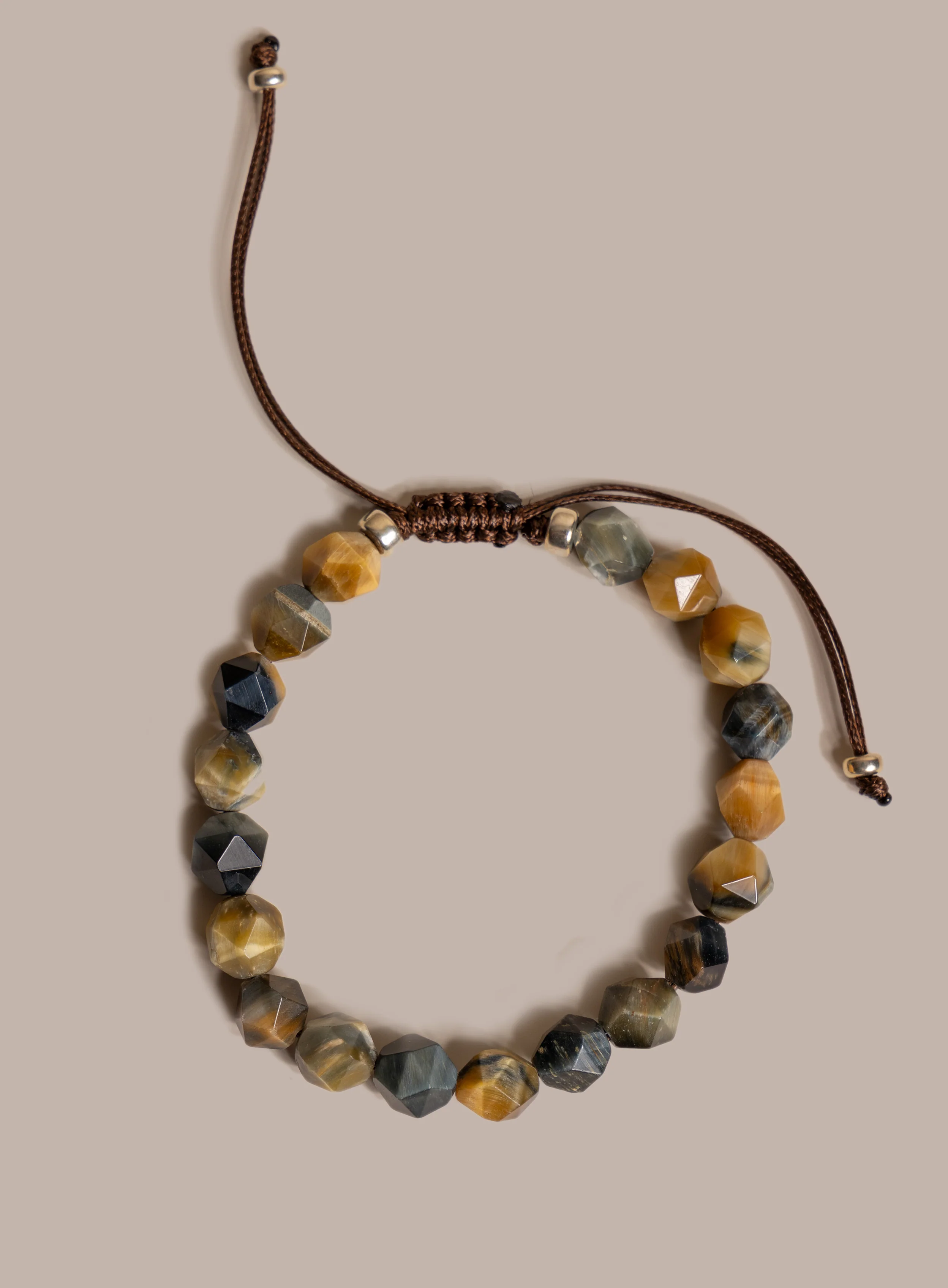 Golden Blue Tiger Eye and Sterling Silver Bracelet for Men - Image 8