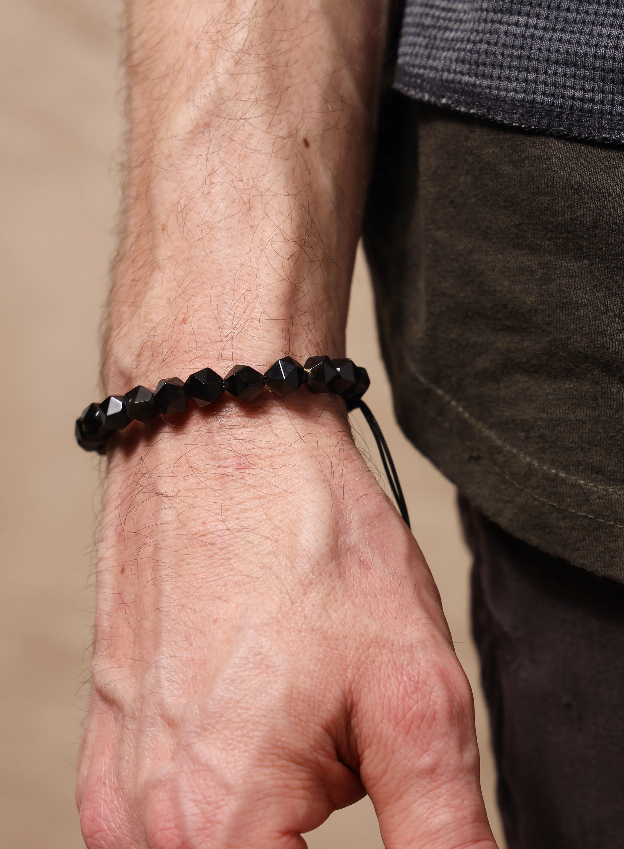 Golden Obsidian and Sterling Silver Bead Bracelet for Men - Image 5