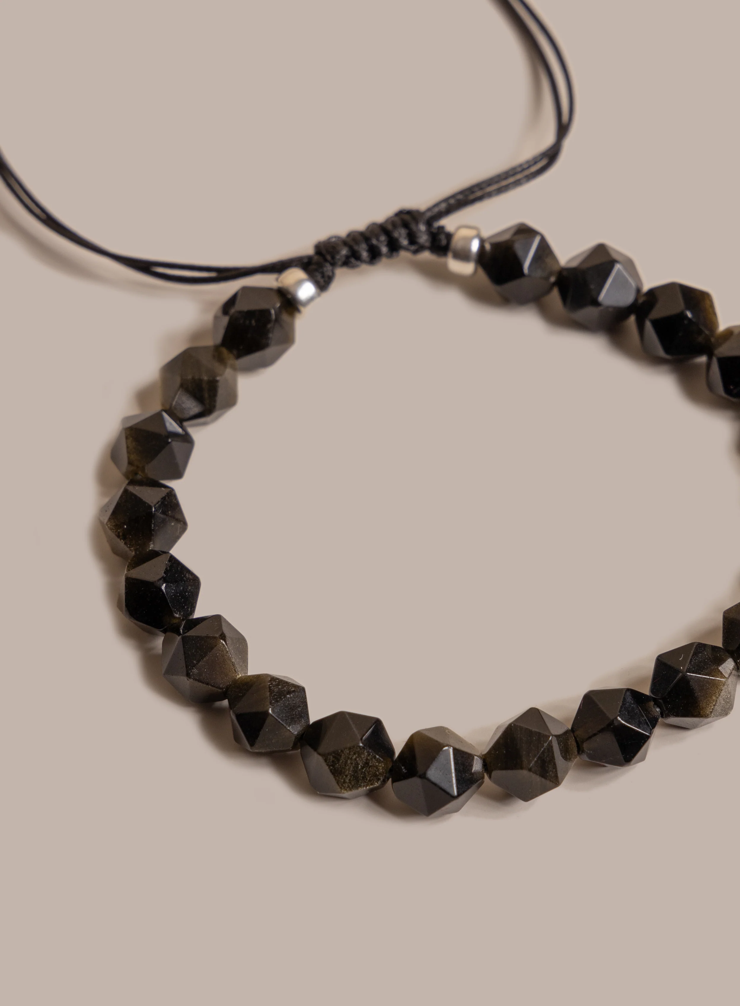 Golden Obsidian and Sterling Silver Bead Bracelet for Men - Image 6