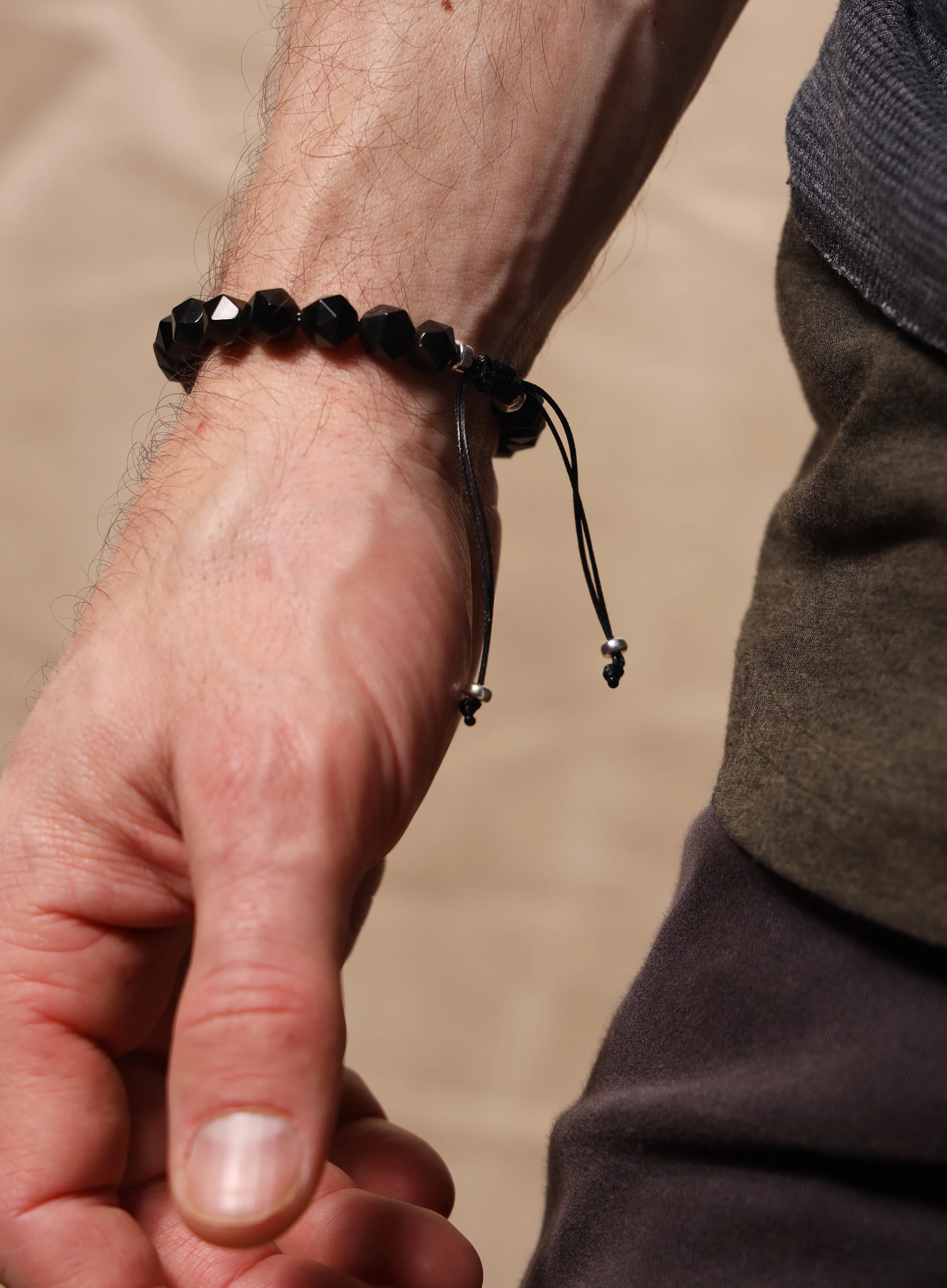 Golden Obsidian and Sterling Silver Bead Bracelet for Men - Image 9