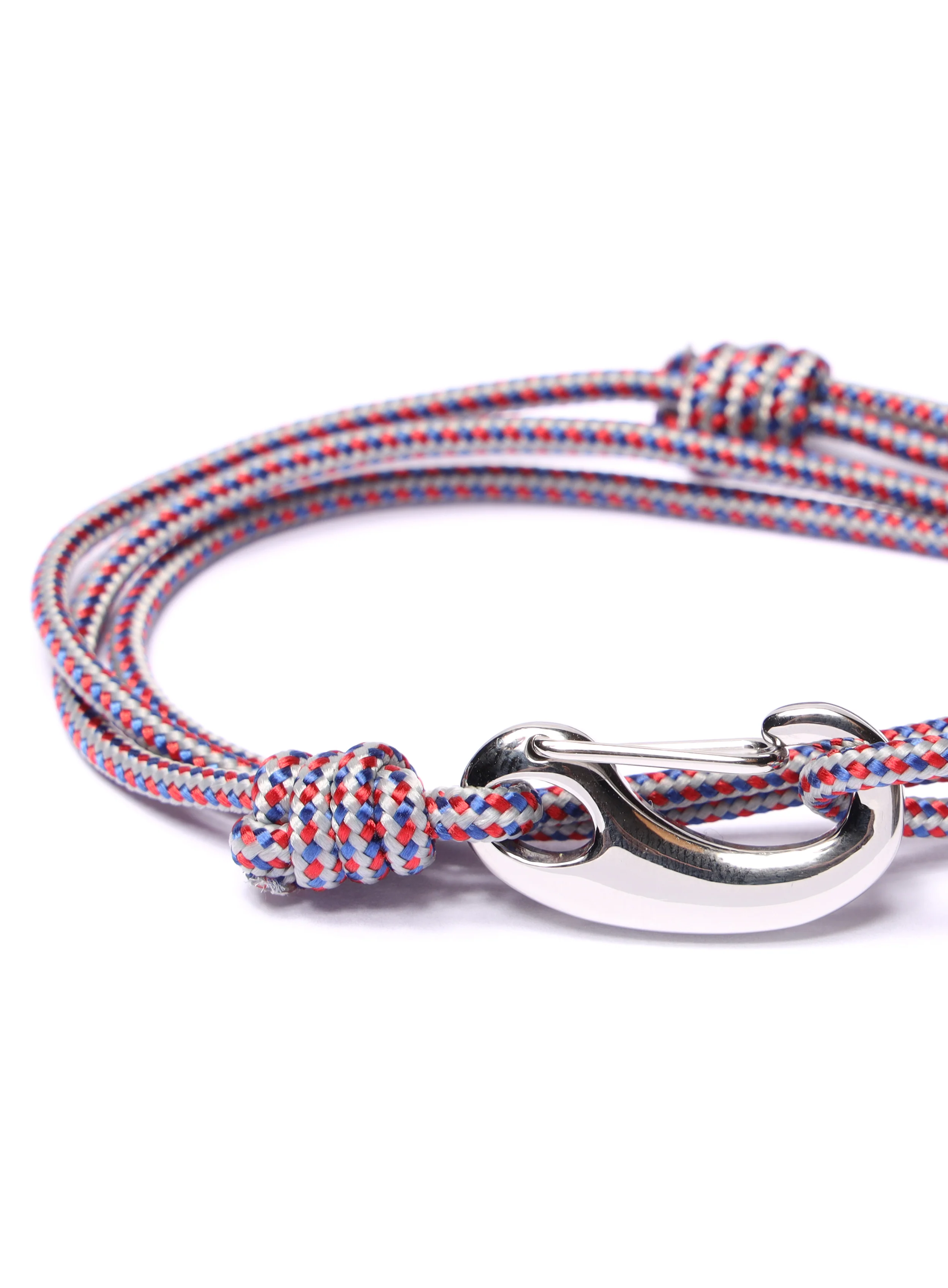 Gray + Red Tactical Cord Bracelet for Men (Silver Clasp - 27S) - Image 5