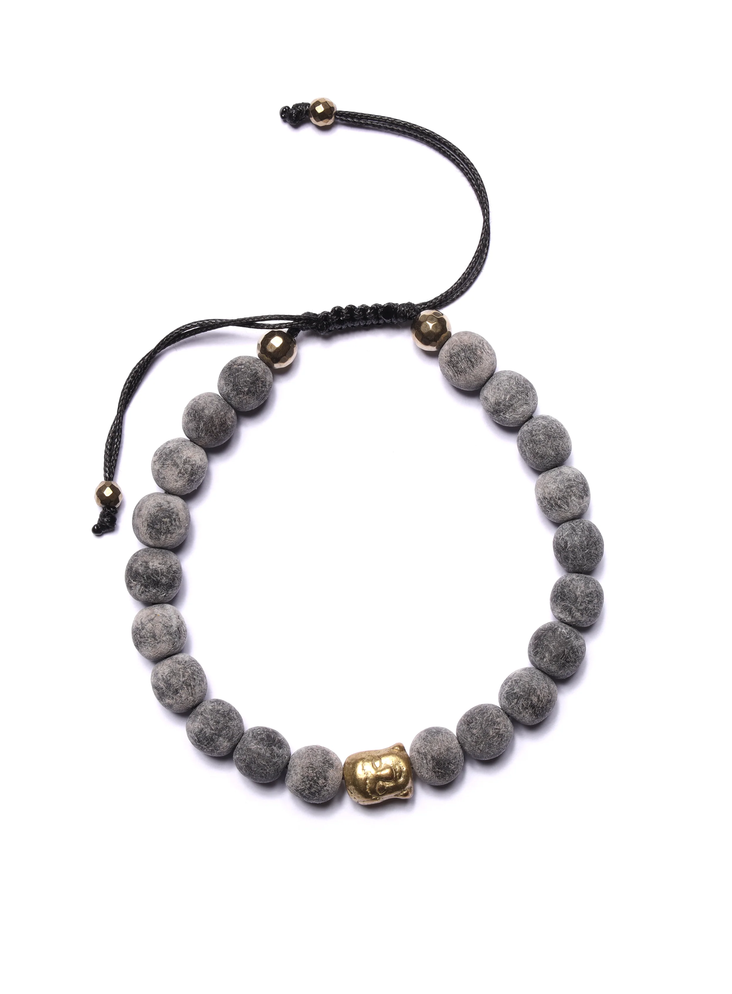 Gray wood and Gold buddha Bead Bracelet for Men - Image 7
