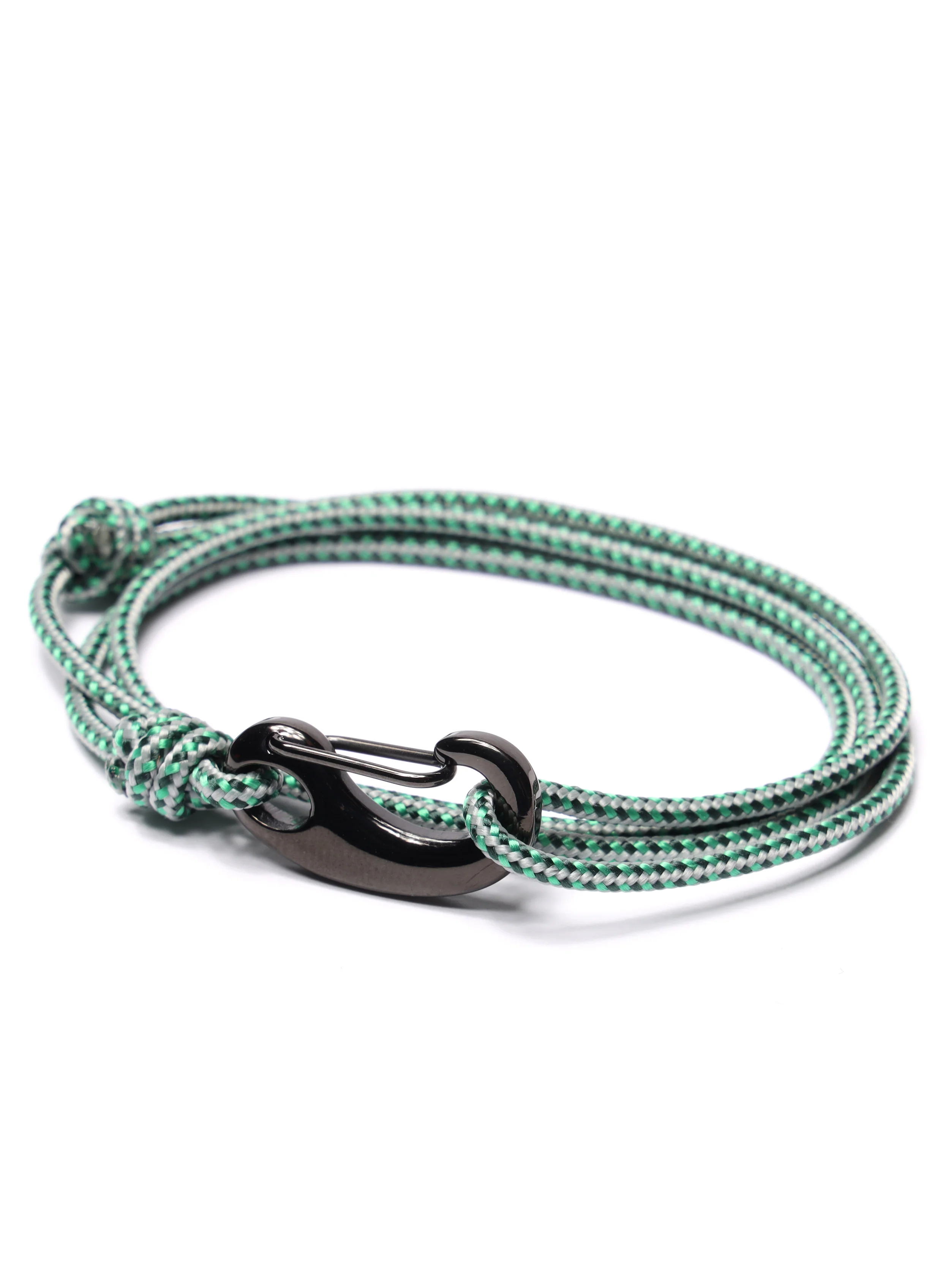 Green + Gray Tactical Cord Bracelet for Men (Black Clasp - 29K) - Image 5