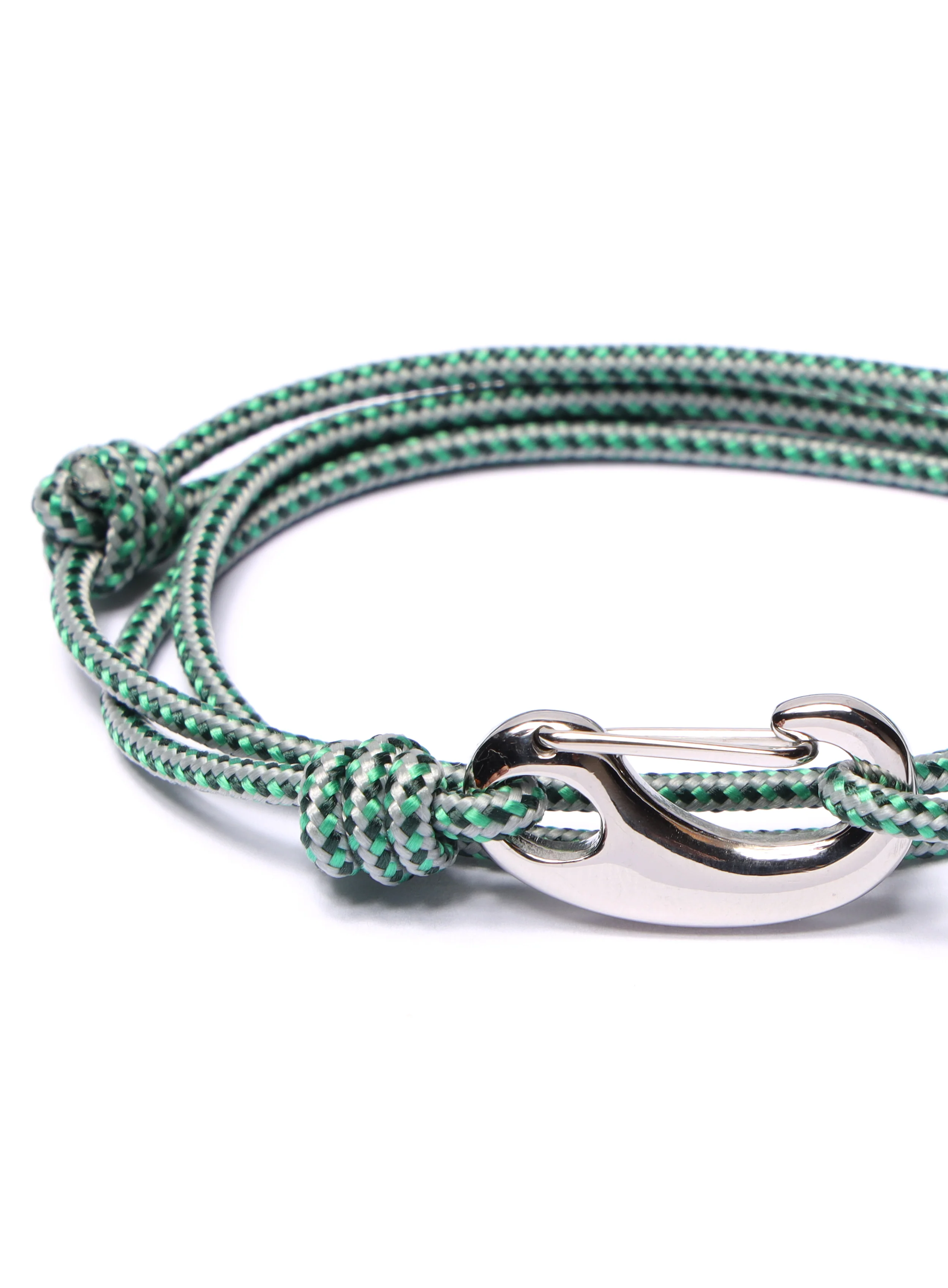 Green + Gray Tactical Cord Bracelet for Men (Silver Clasp - 29S) - Image 5