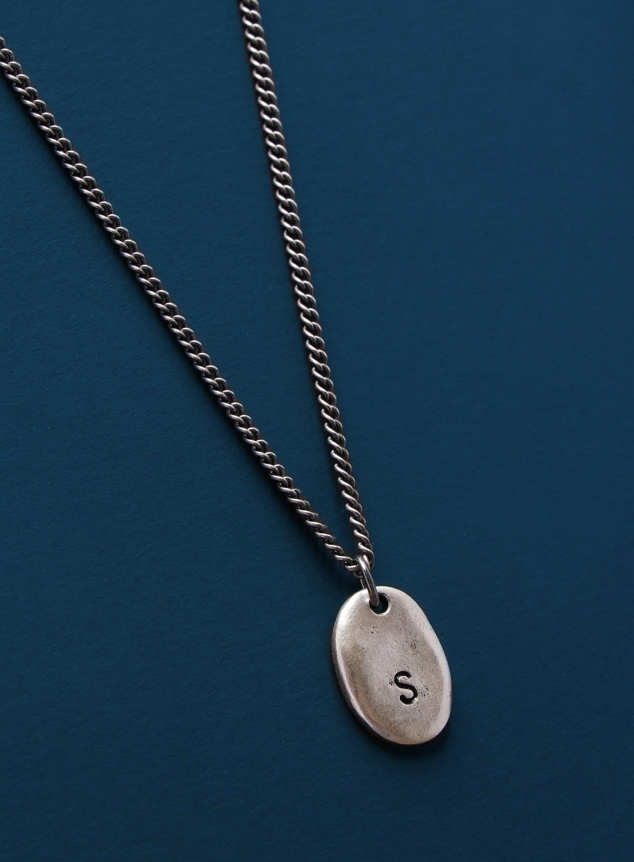 Pewter & Sterling Initial Necklace for Men - Image 4