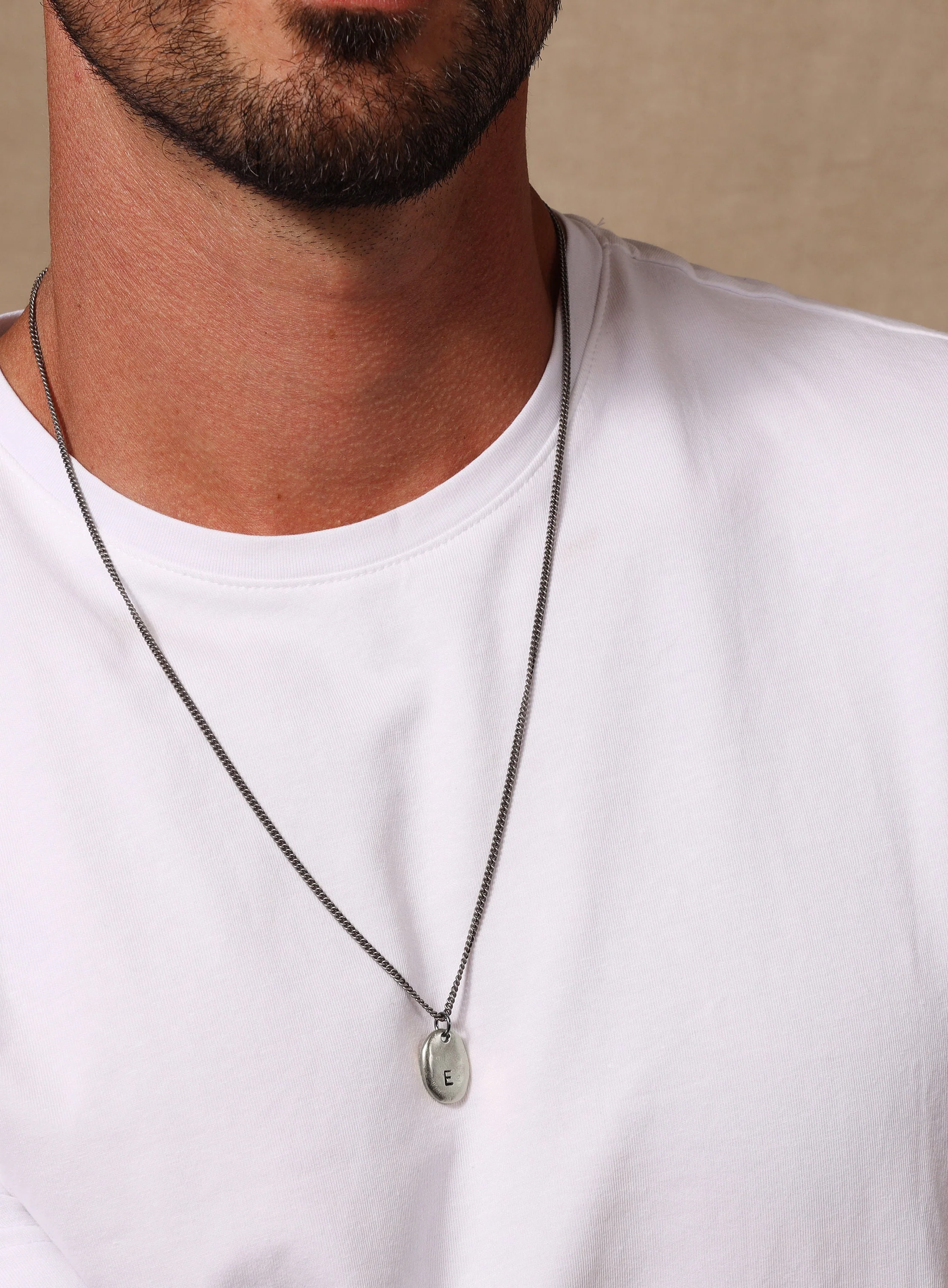 Pewter & Sterling Initial Necklace for Men - Image 5
