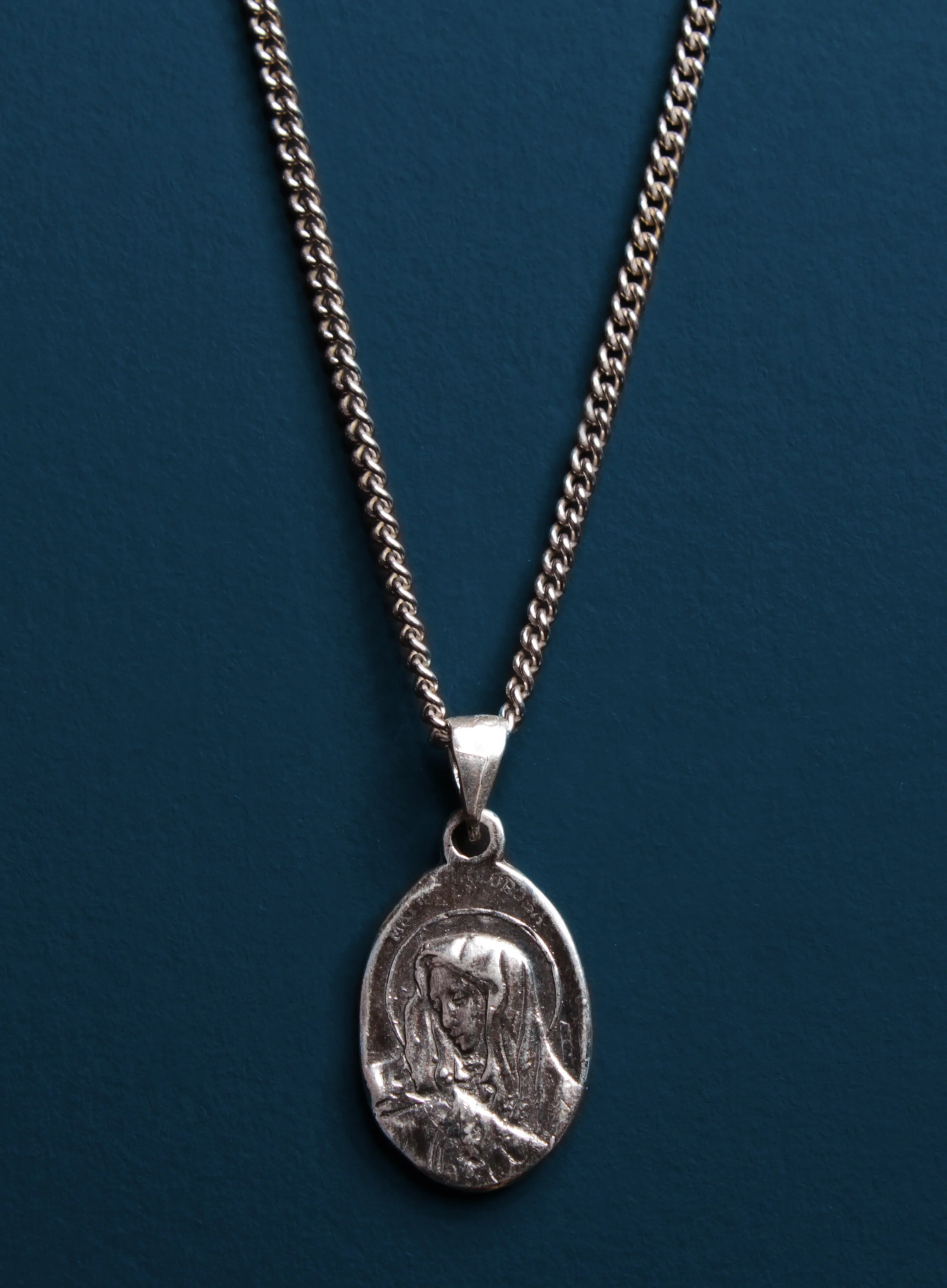 Jesus and Mary Sterling Silver Medal Necklace for Men - Image 3