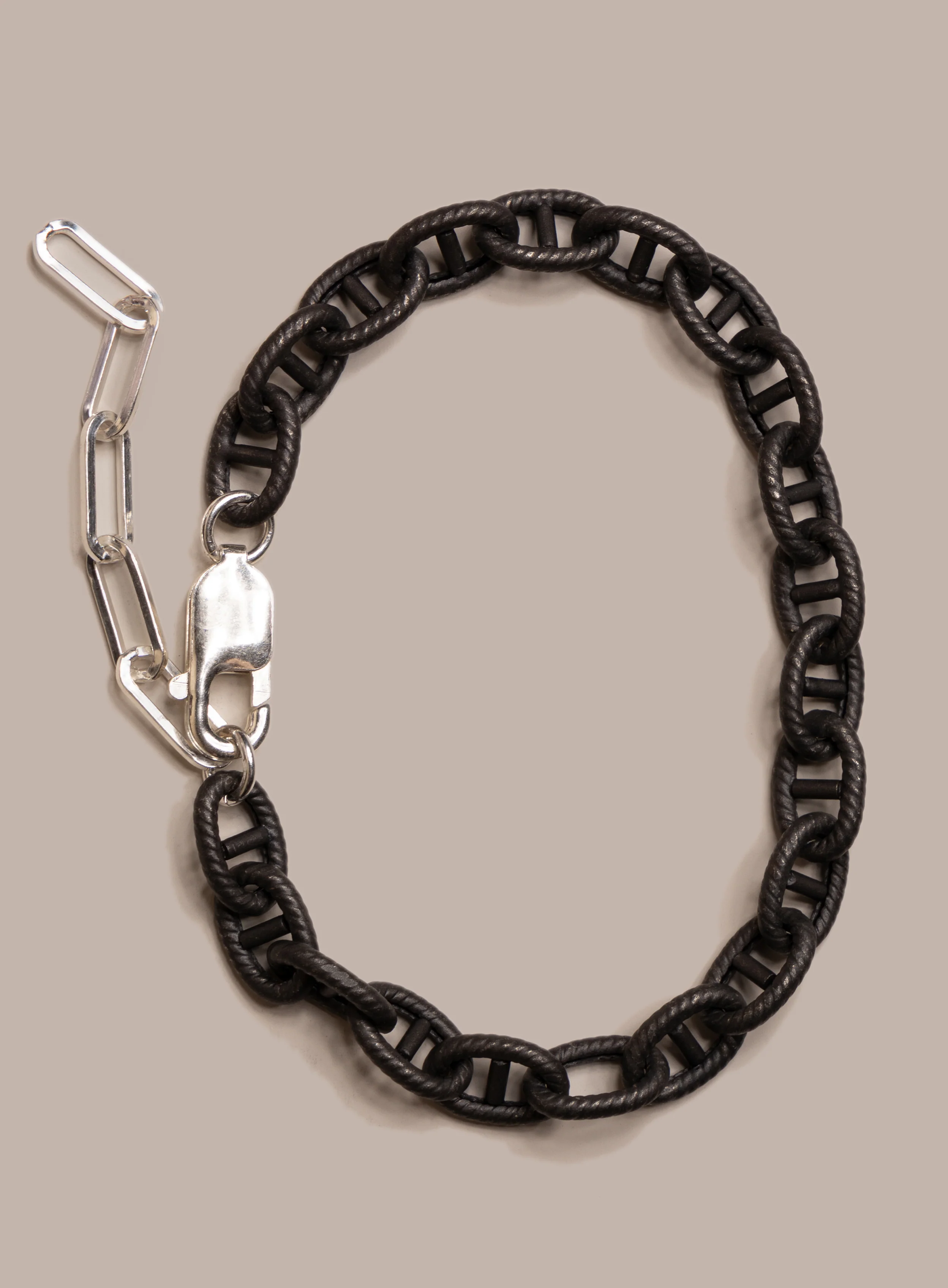Titanium coated Sterling Silver Adjustable Chain Bracelet for Men - Image 3