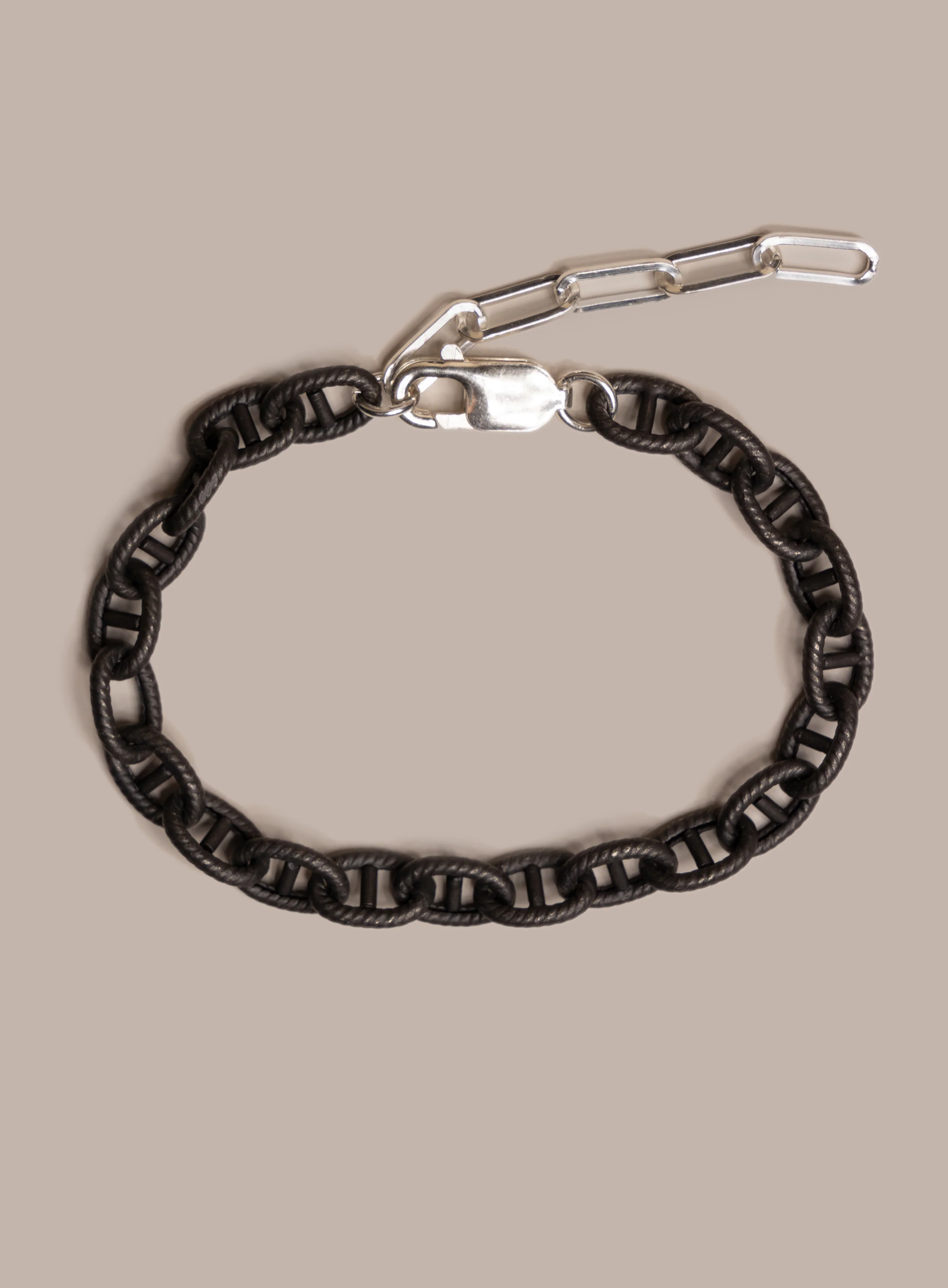 Titanium coated Sterling Silver Adjustable Chain Bracelet for Men - Image 5