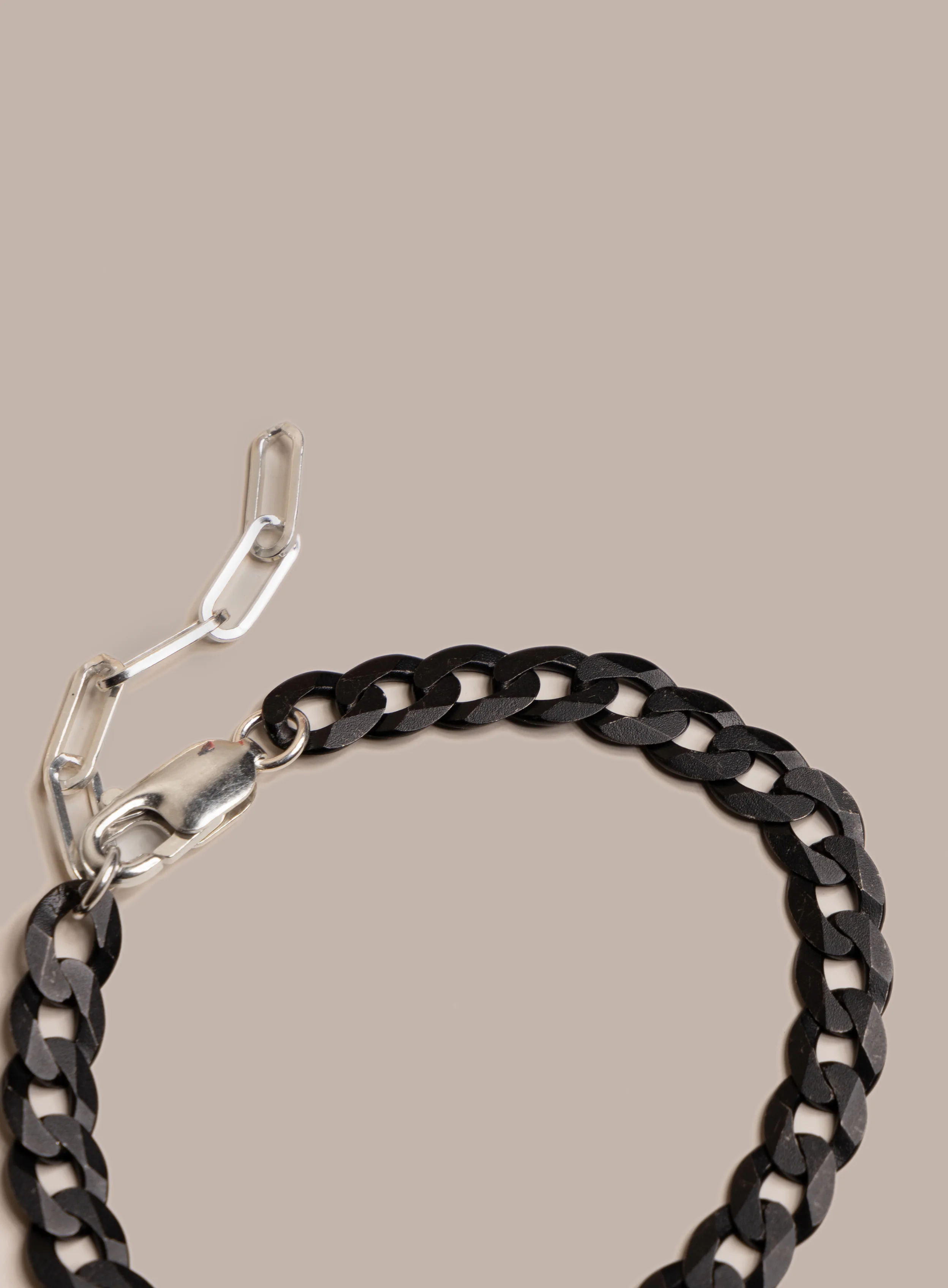 Titanium Coated Sterling Silver Flattened Curb Chain Bracelet for Men - Image 6