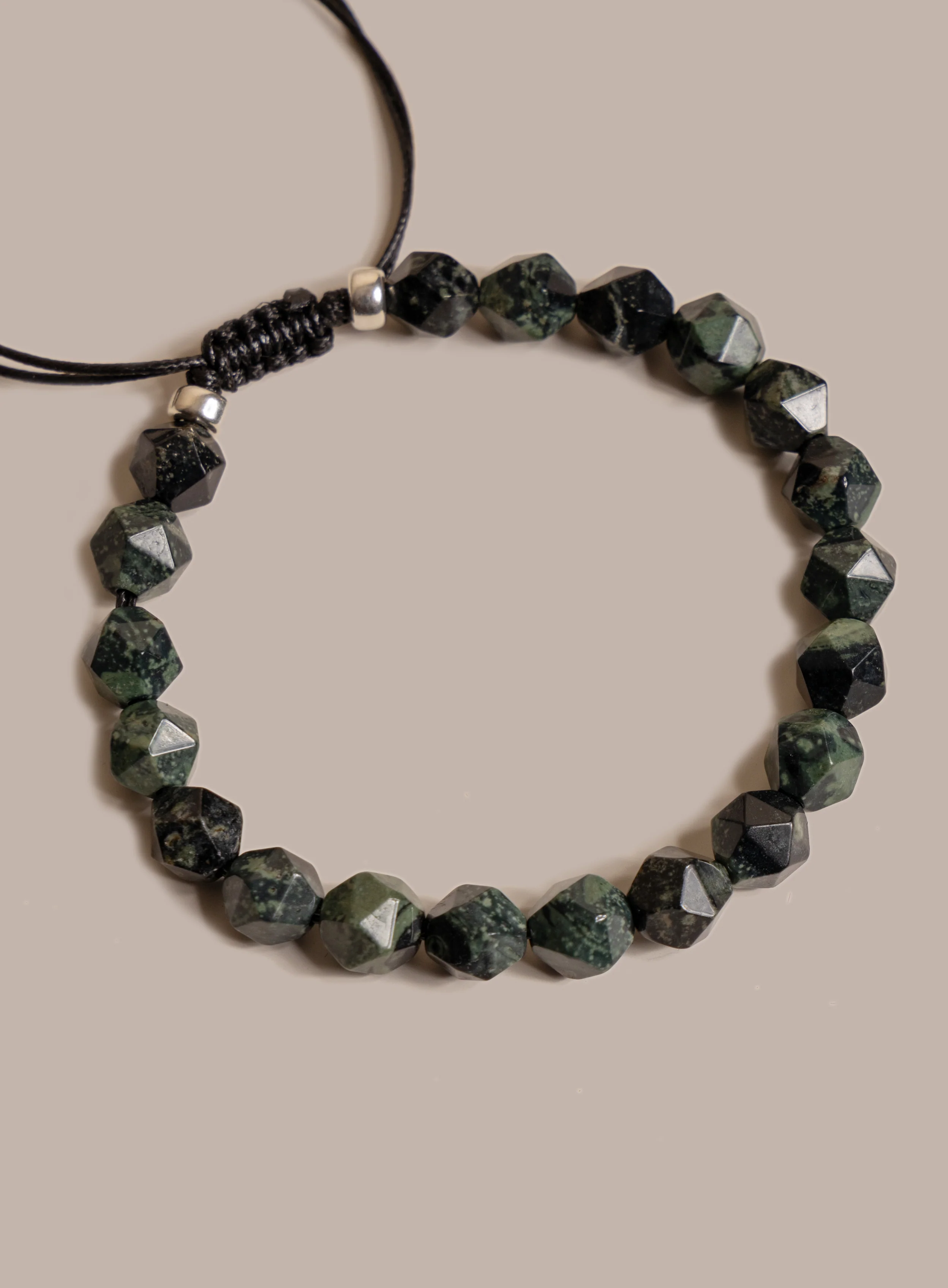 Kambaba Jasper and Sterling Silver Bead Bracelet for Men - Image 4