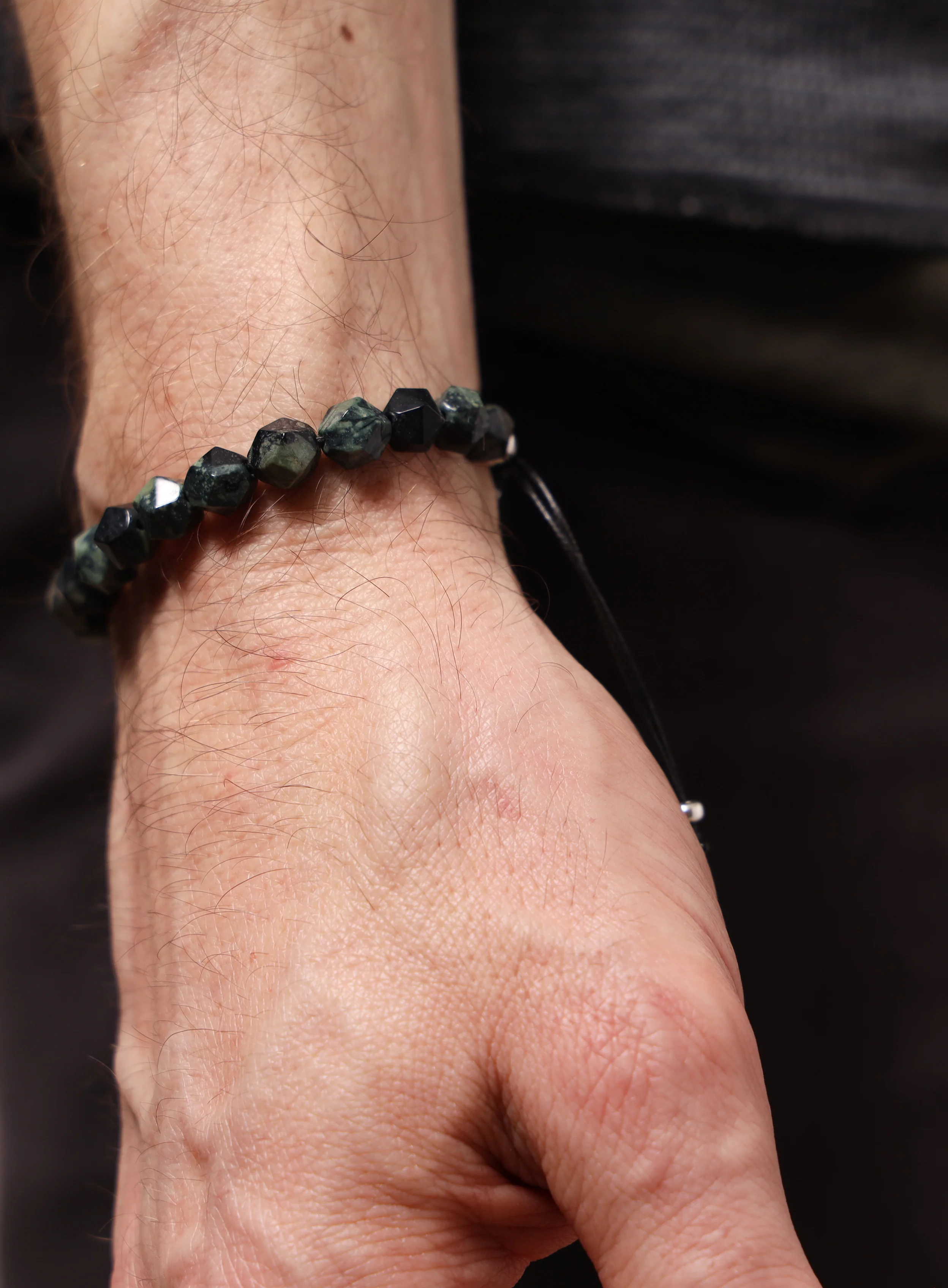 Kambaba Jasper and Sterling Silver Bead Bracelet for Men - Image 7