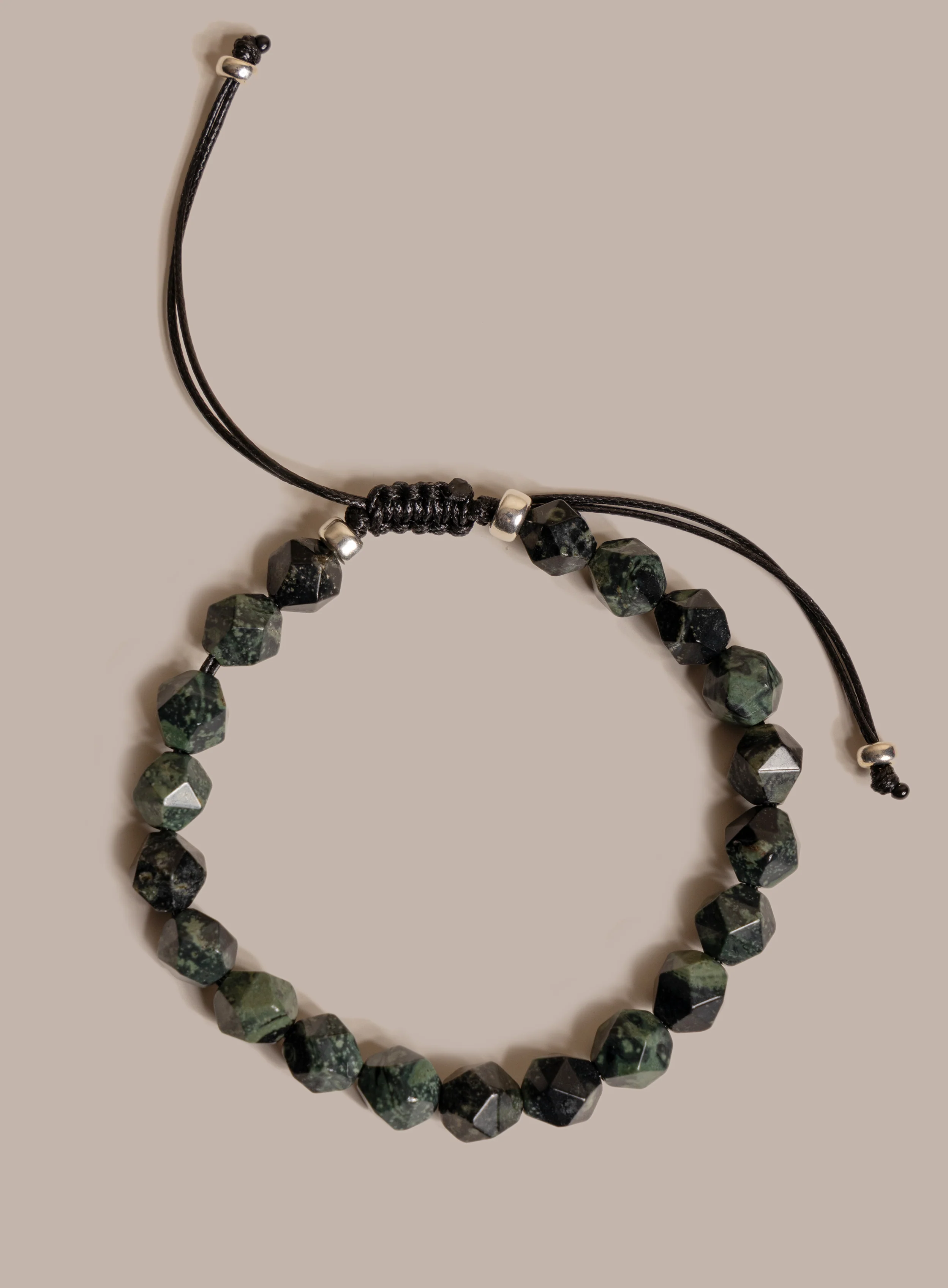 Kambaba Jasper and Sterling Silver Bead Bracelet for Men - Image 8
