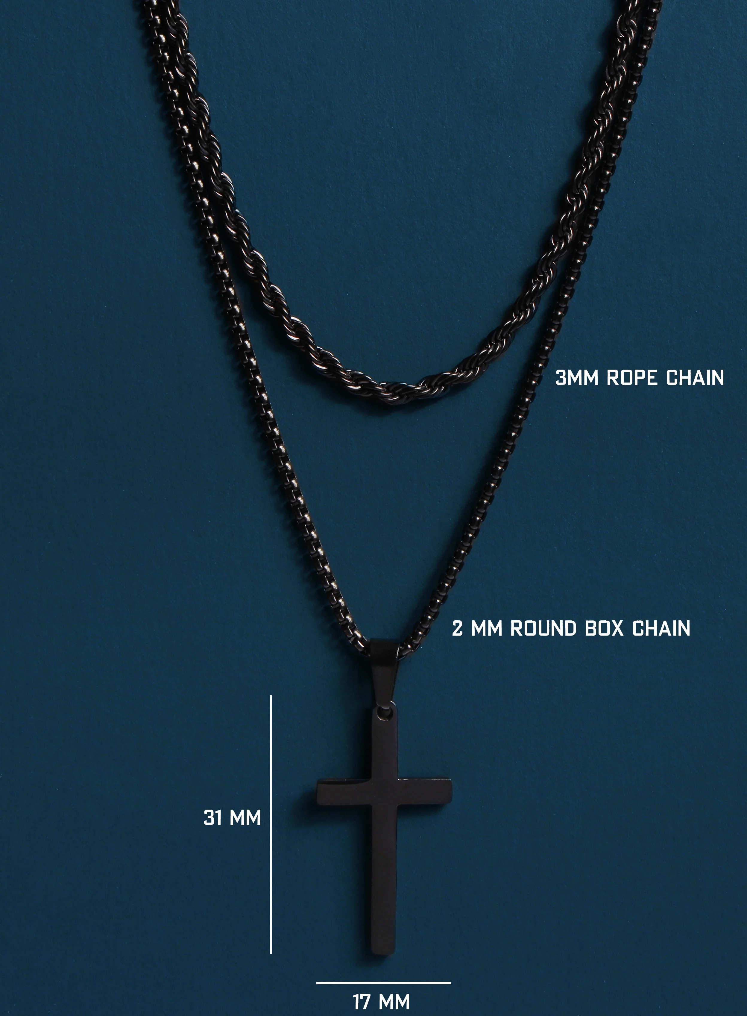 Large Black Cross Necklace Set for Men - Image 4