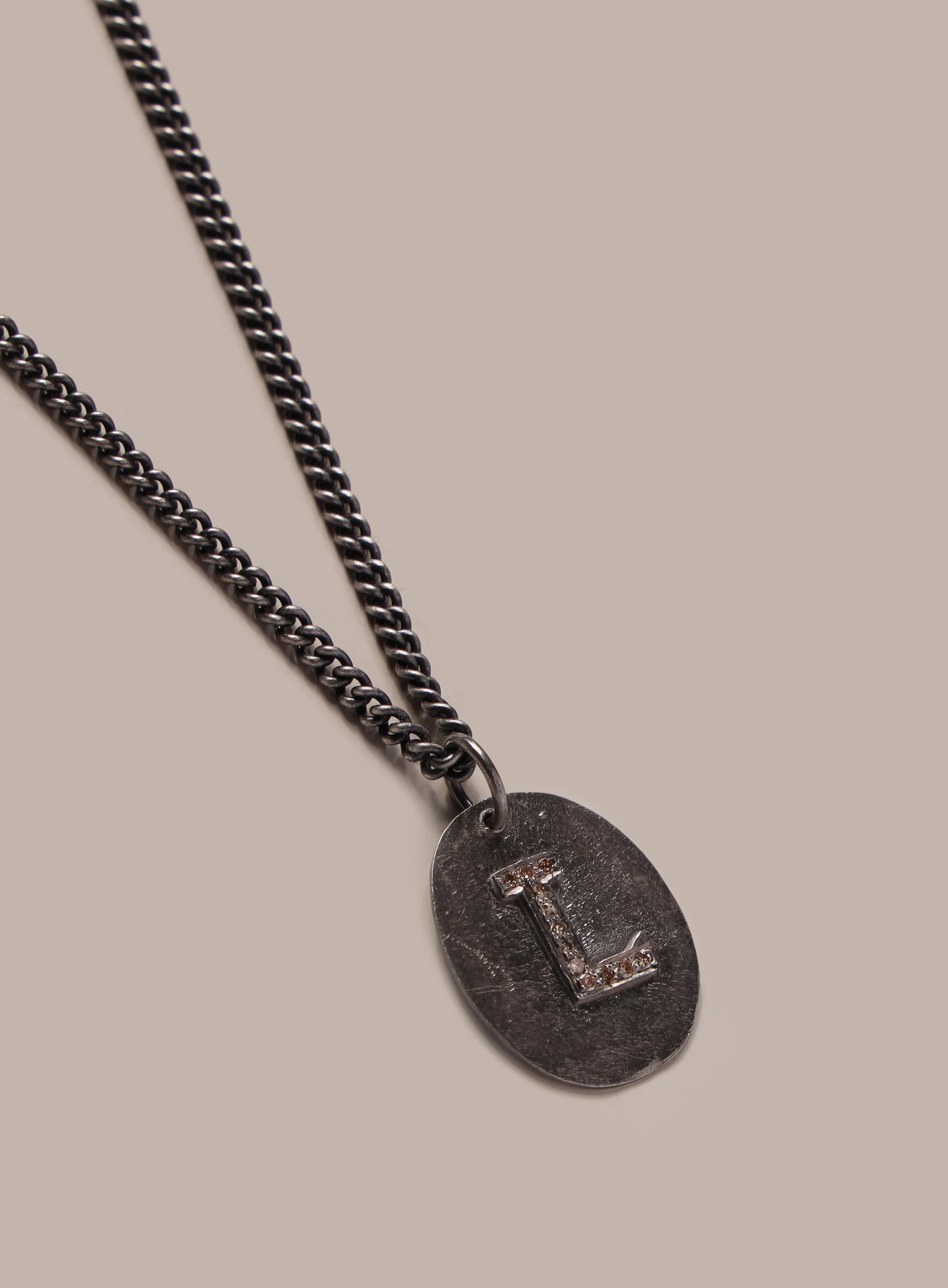 Limited Edition Sterling Silver Diamond Initial Pendant Necklace for Men - Image 3