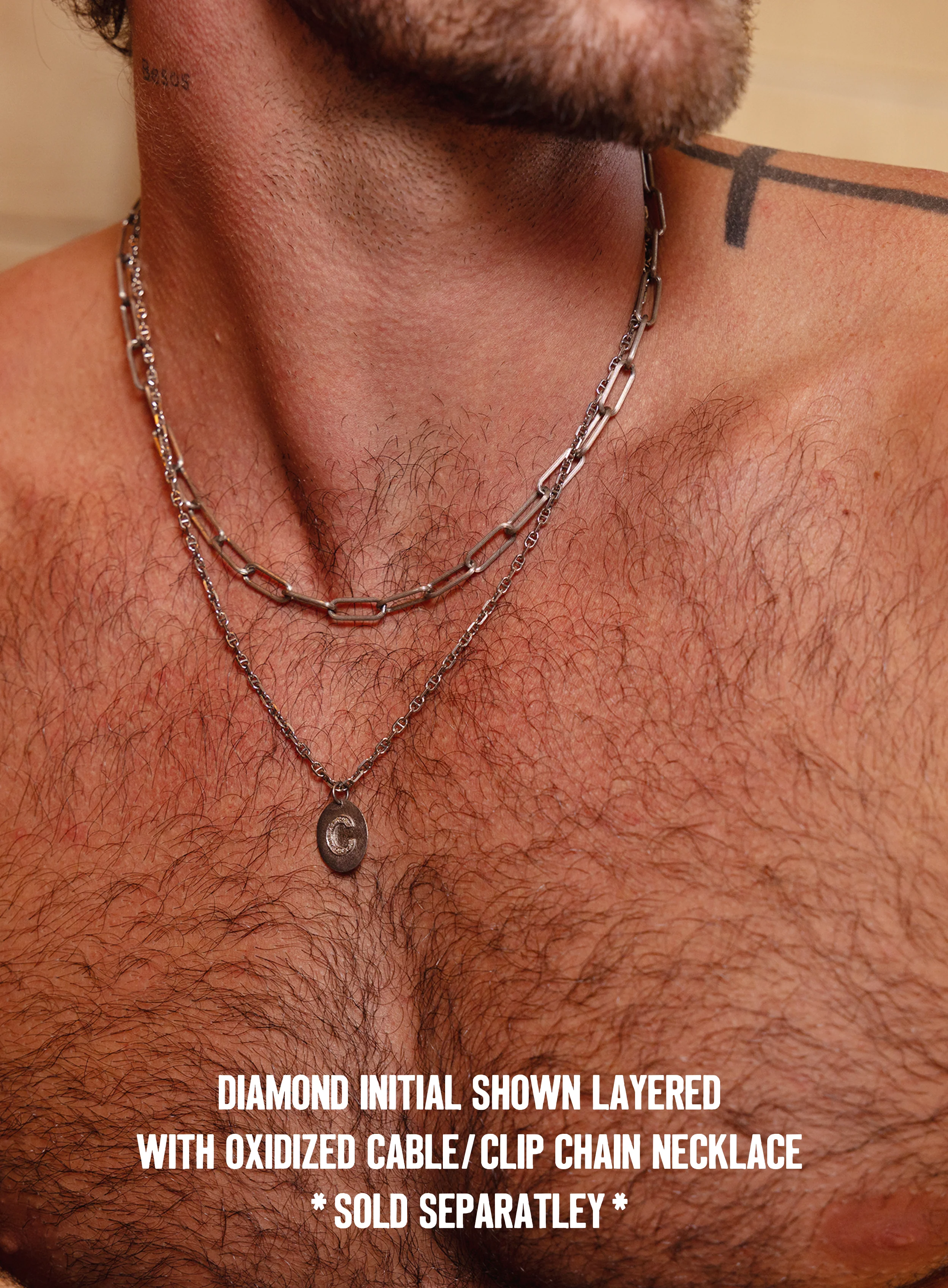 Limited Edition Sterling Silver Diamond Initial Pendant Necklace for Men - Image 5
