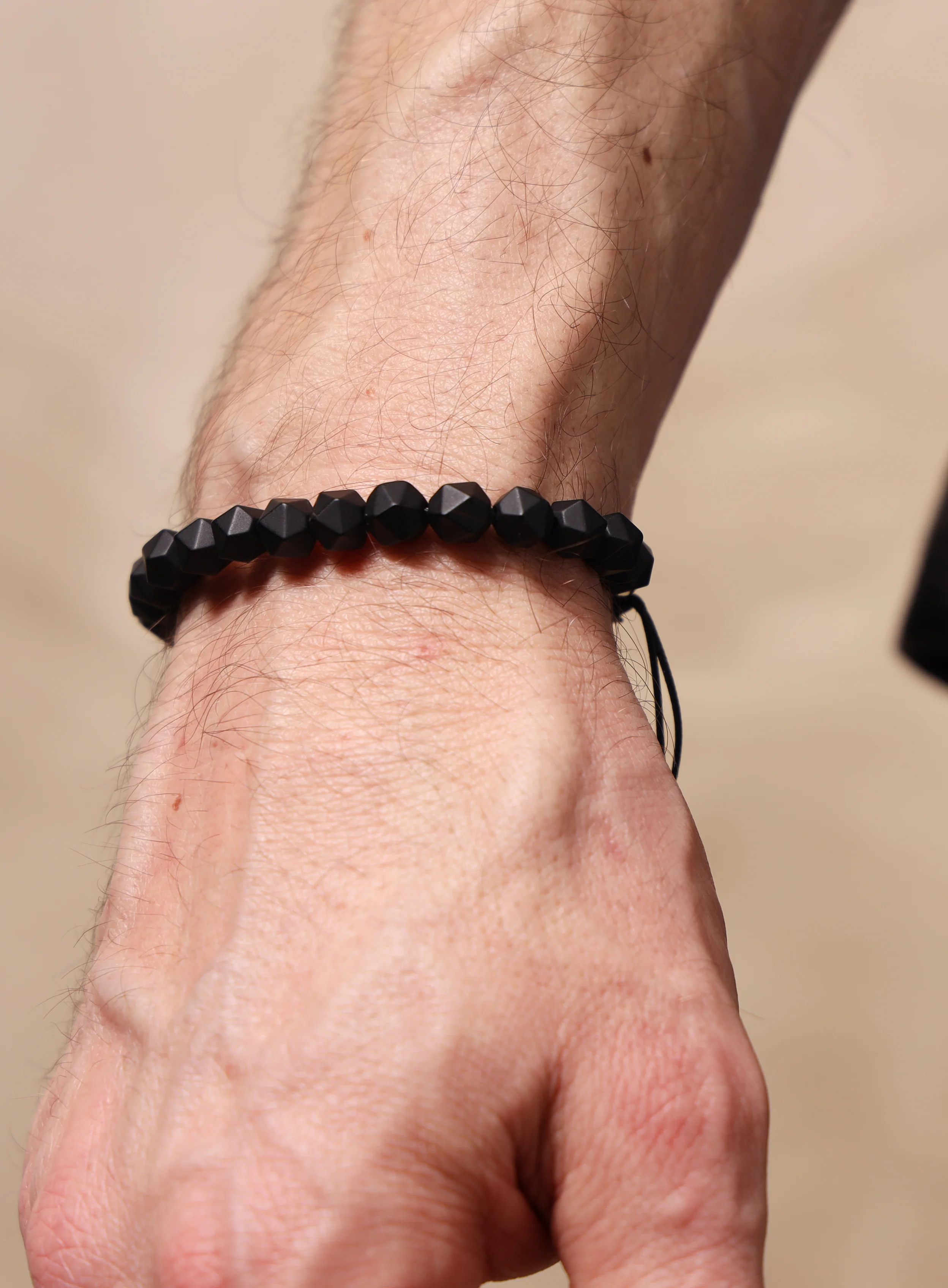 Matte Black Onyx and Sterling Silver Men's Bead Bracelet - Image 10
