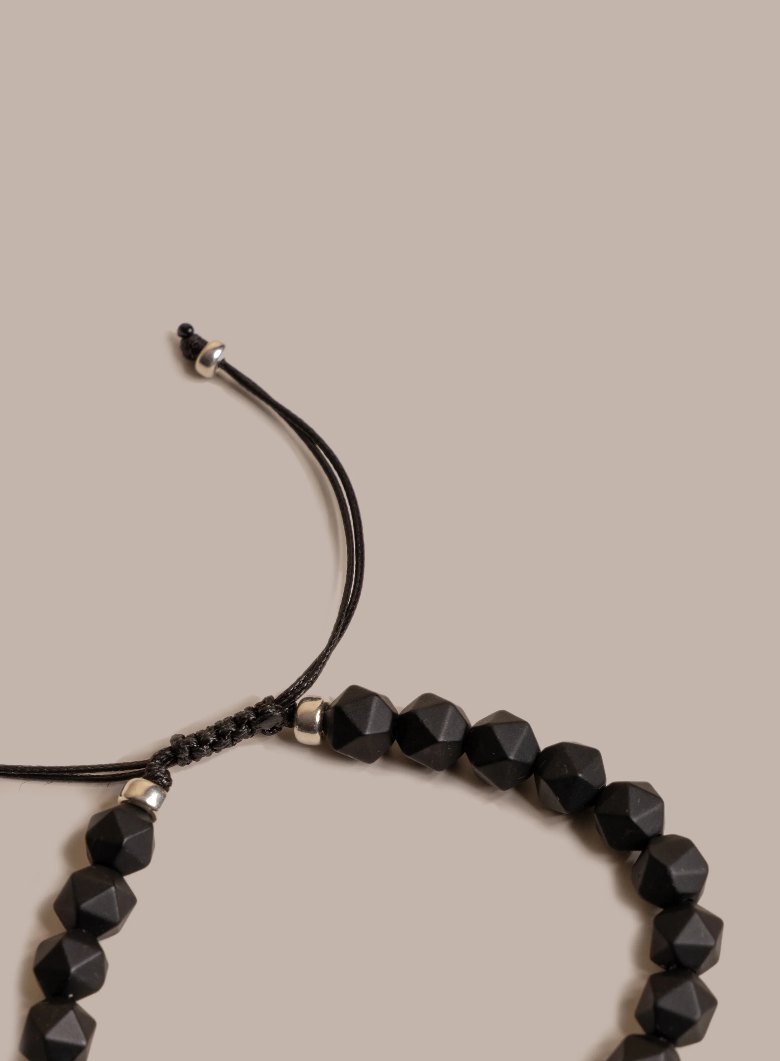 Matte Black Onyx and Sterling Silver Men's Bead Bracelet - Image 5