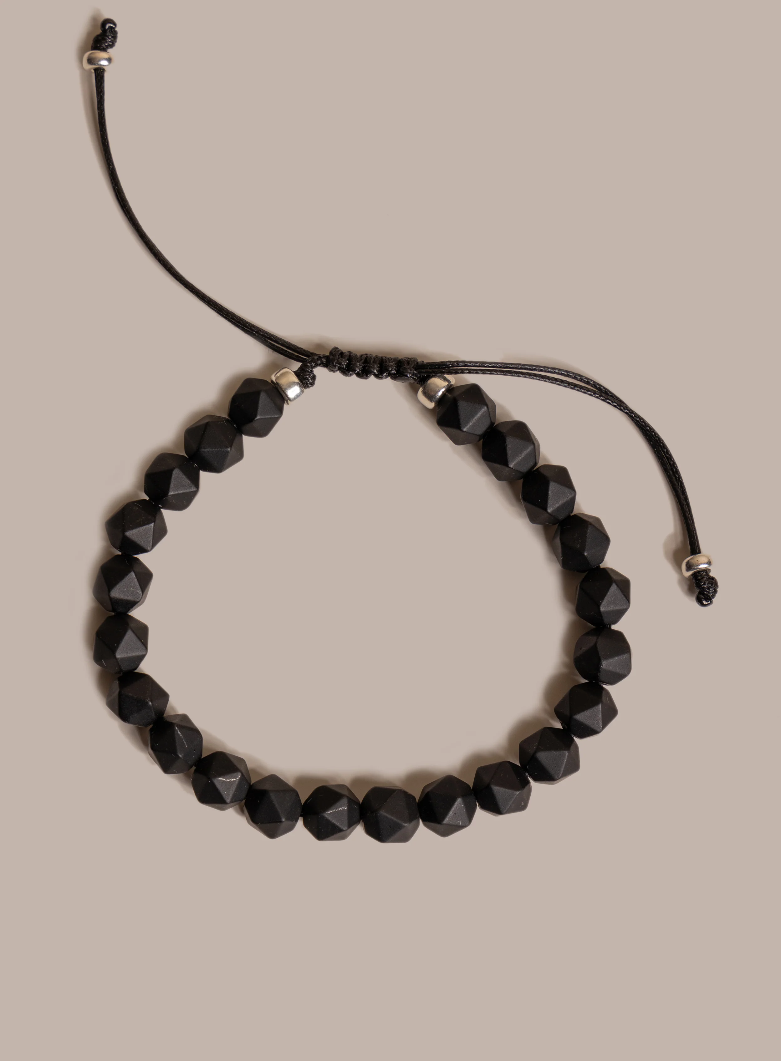 Matte Black Onyx and Sterling Silver Men's Bead Bracelet - Image 7