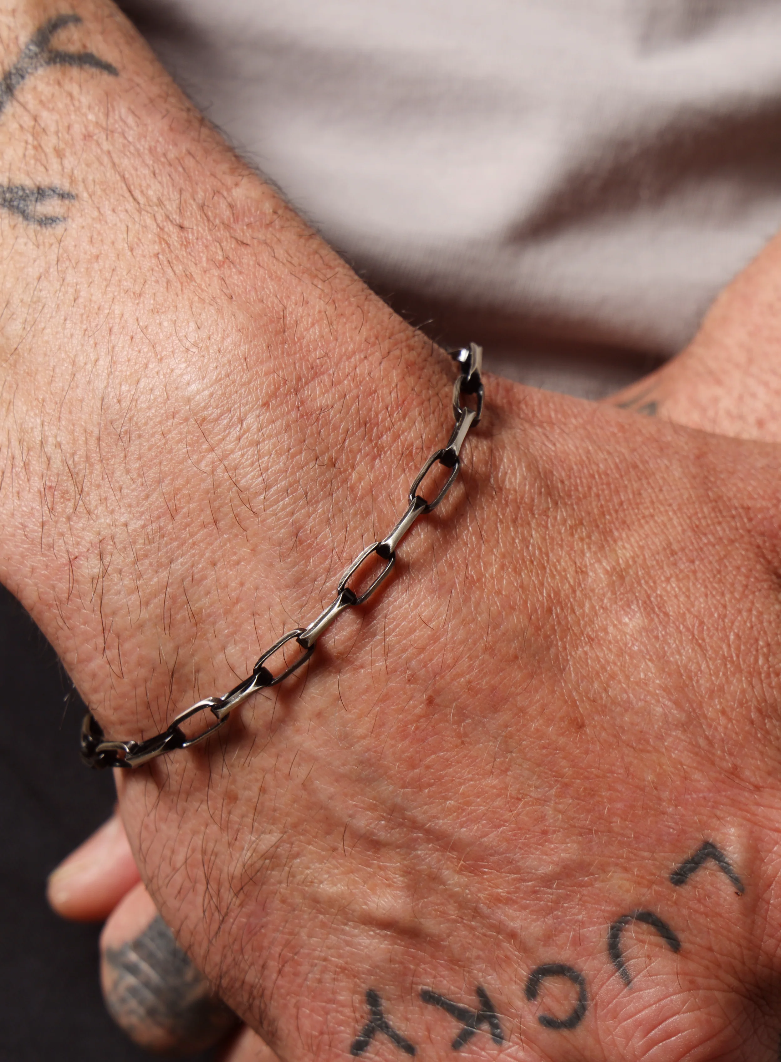 925 Sterling Silver with Black Titanium Combo Chain Bracelet for Men - Image 11